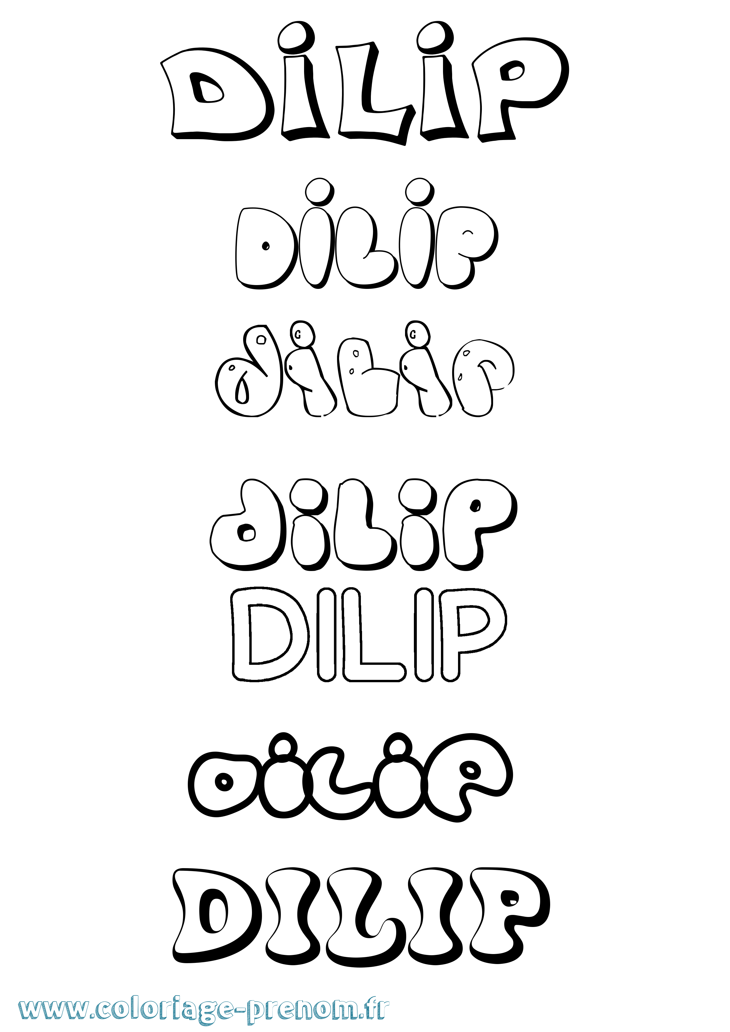 Coloriage Dilip Bubble Coloriage prénom Dilip Bubble