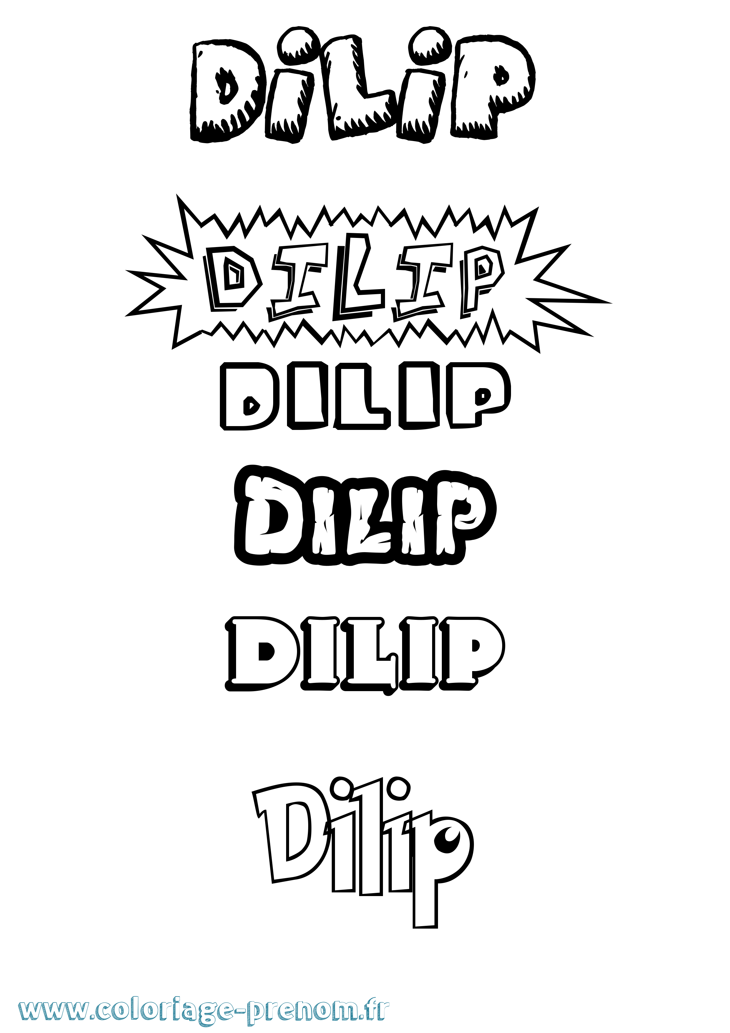 Coloriage Dilip Dessin Animé Coloriage prénom Dilip Dessin Animé