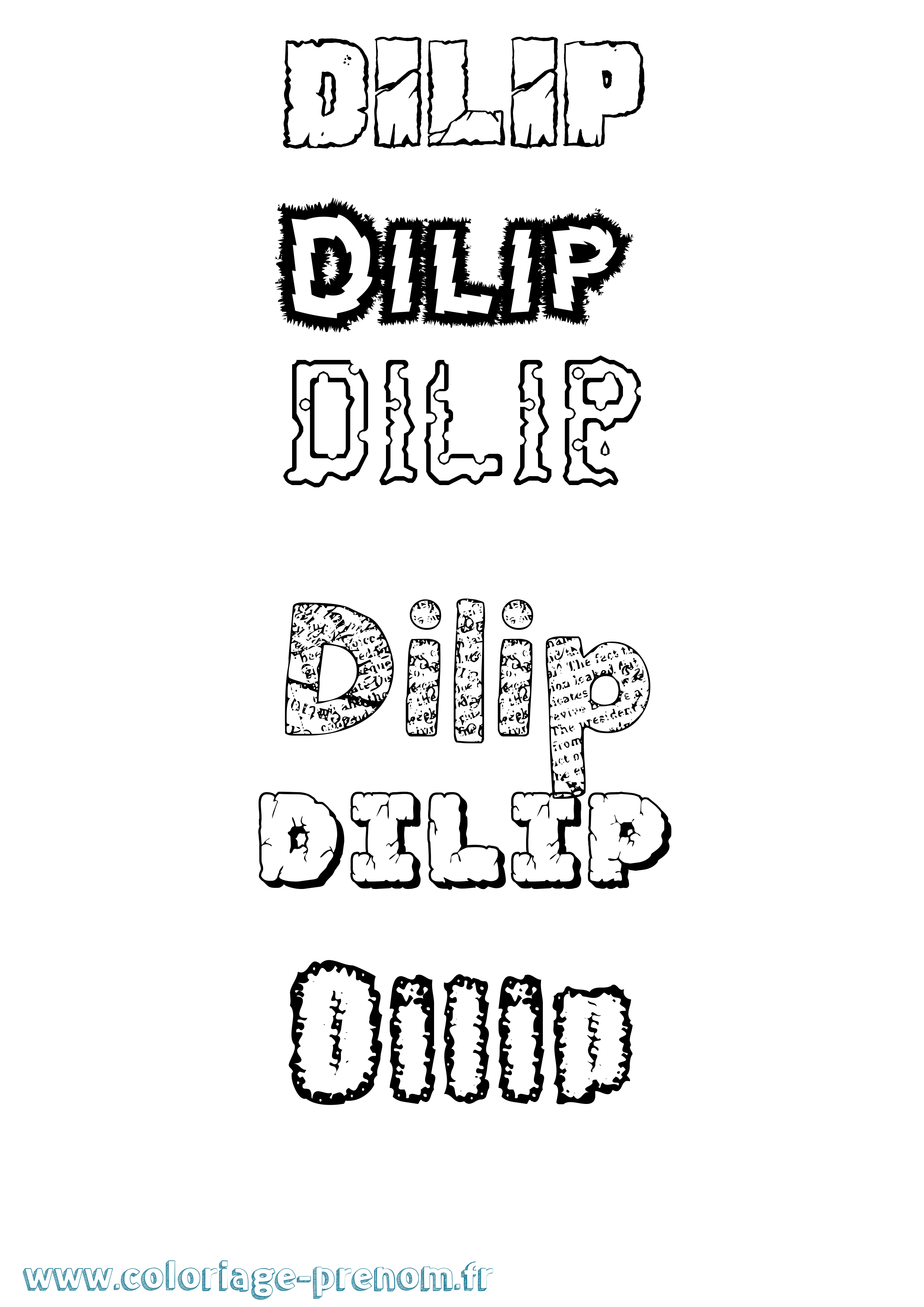 Coloriage prénom Dilip Destructuré