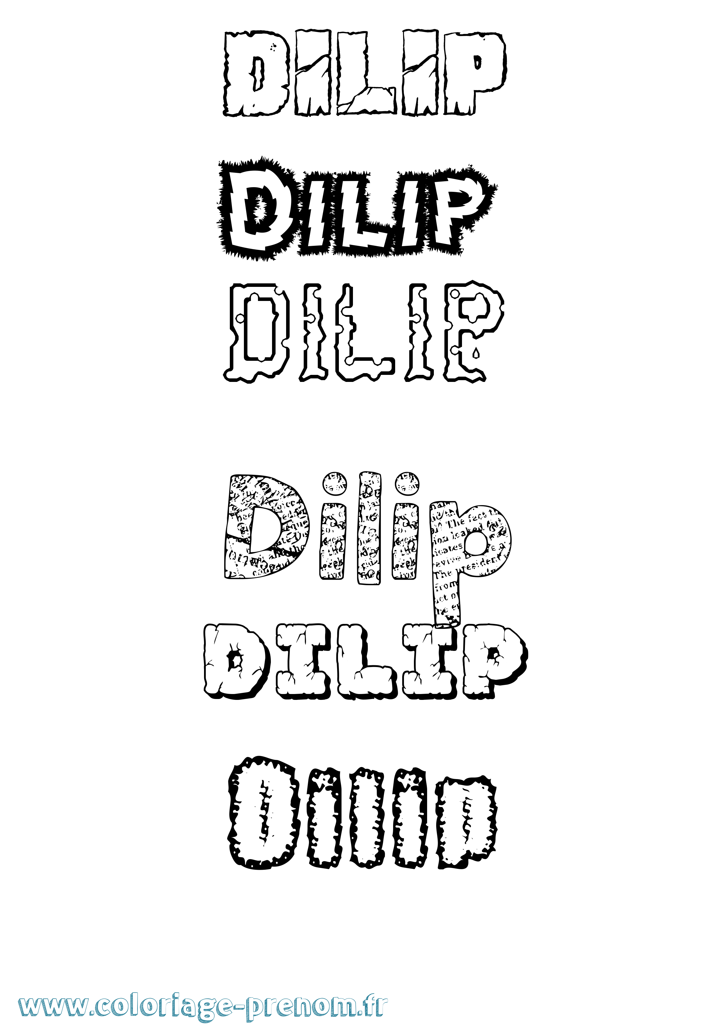 Coloriage Dilip Destructuré Coloriage prénom Dilip Destructuré