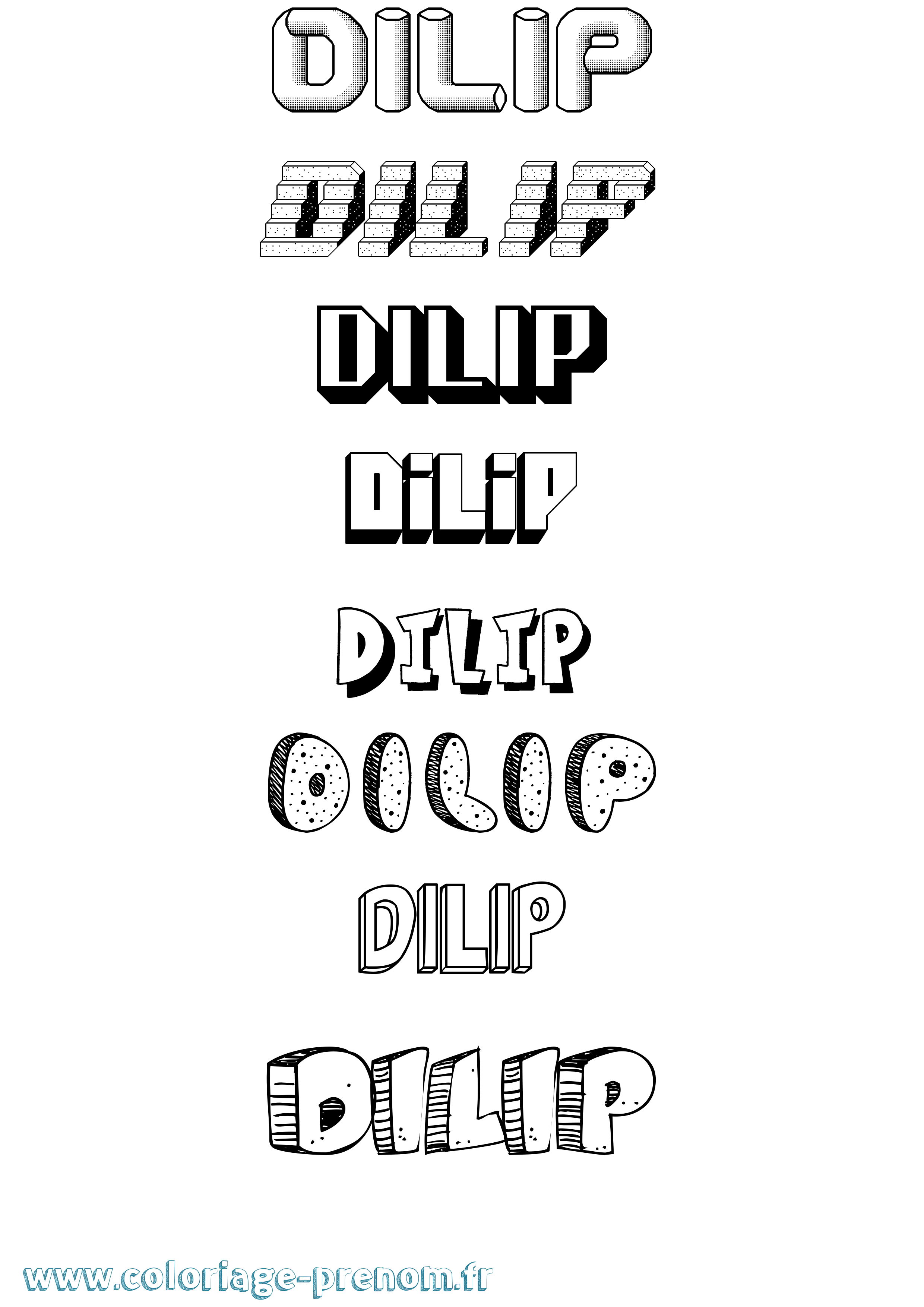 Coloriage Dilip Effet 3D Coloriage prénom Dilip Effet 3D