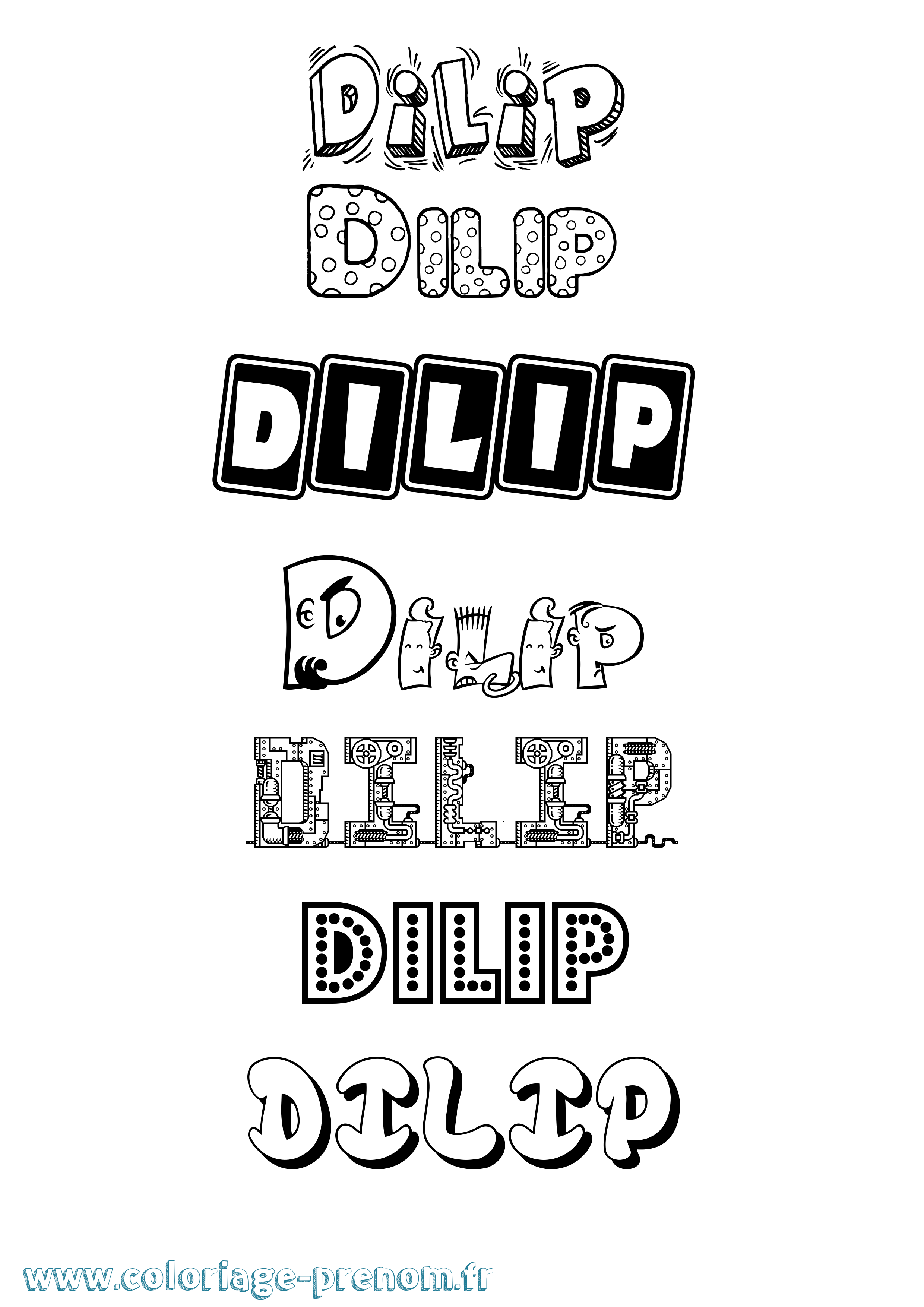 Coloriage prénom Dilip Fun
