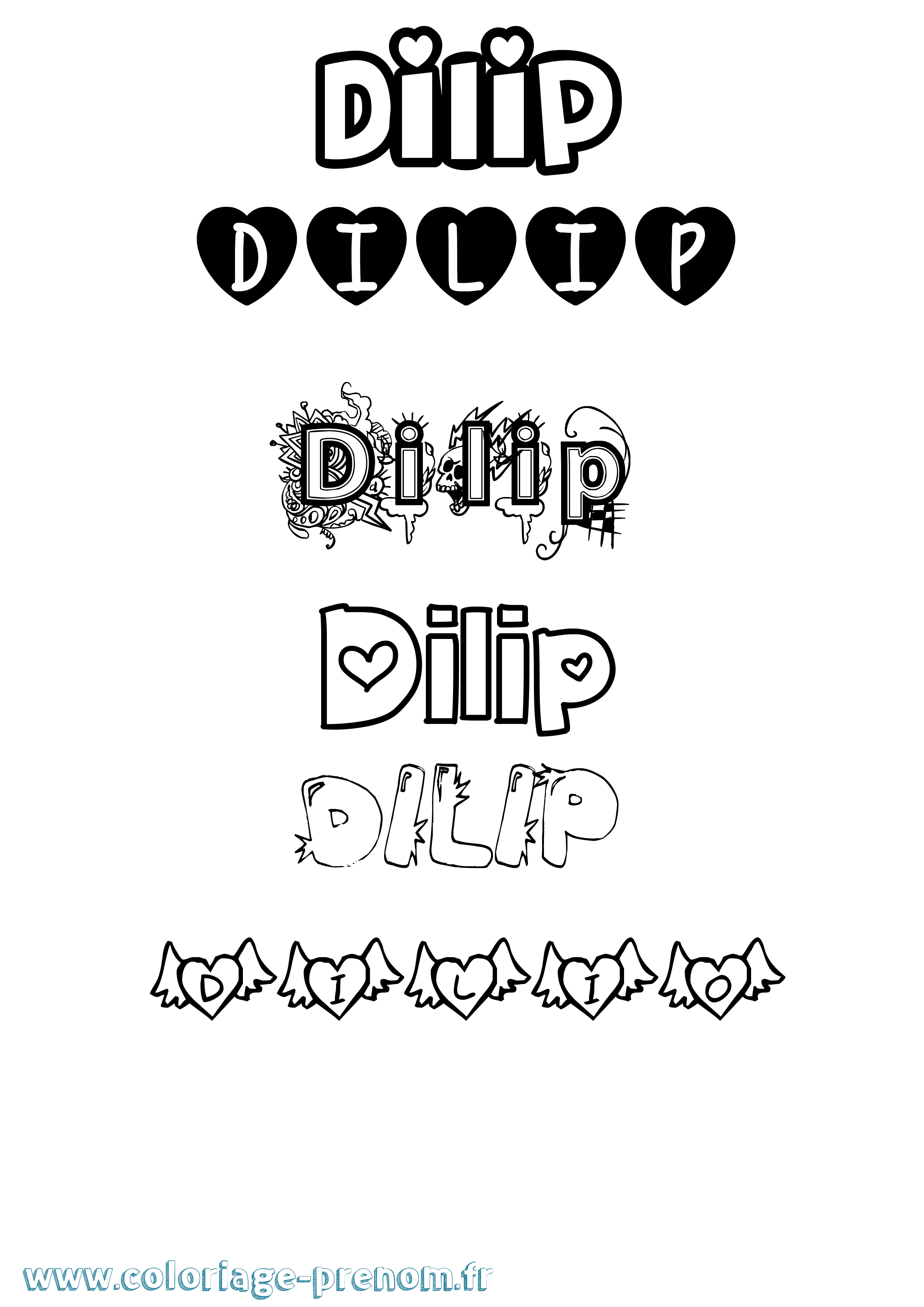 Coloriage Dilip Girly Coloriage prénom Dilip Girly