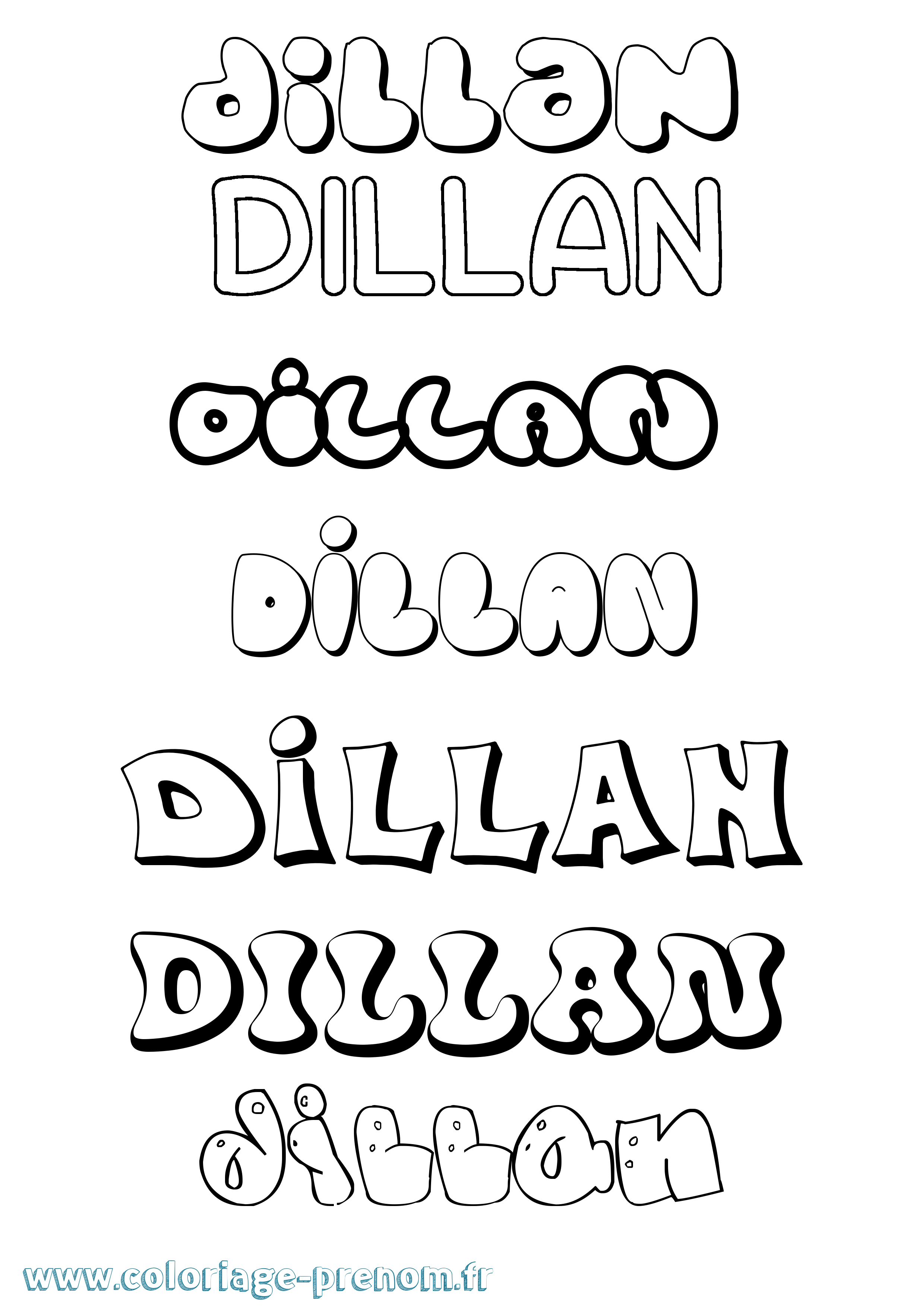 Coloriage prénom Dillan Bubble