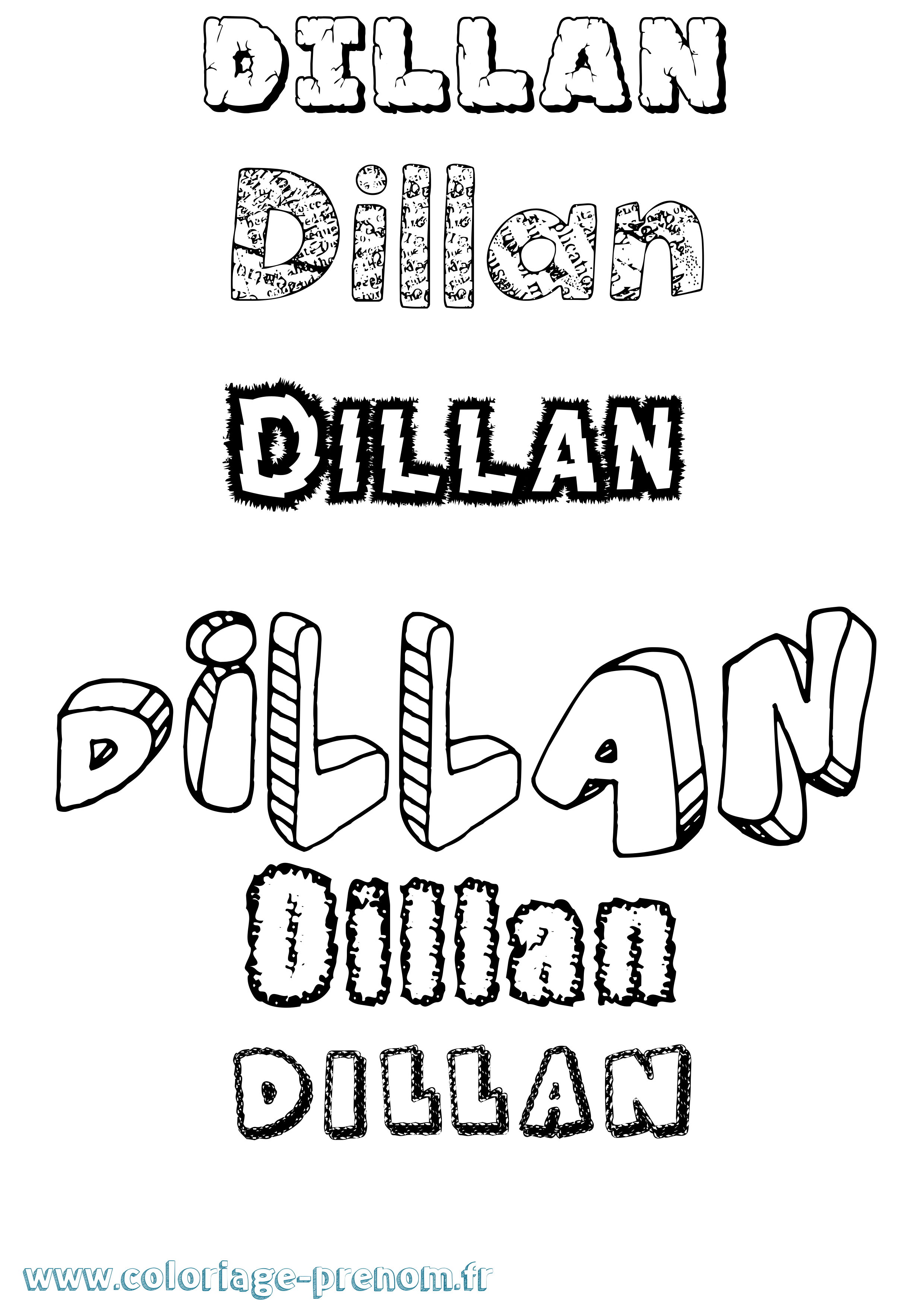 Coloriage prénom Dillan Destructuré