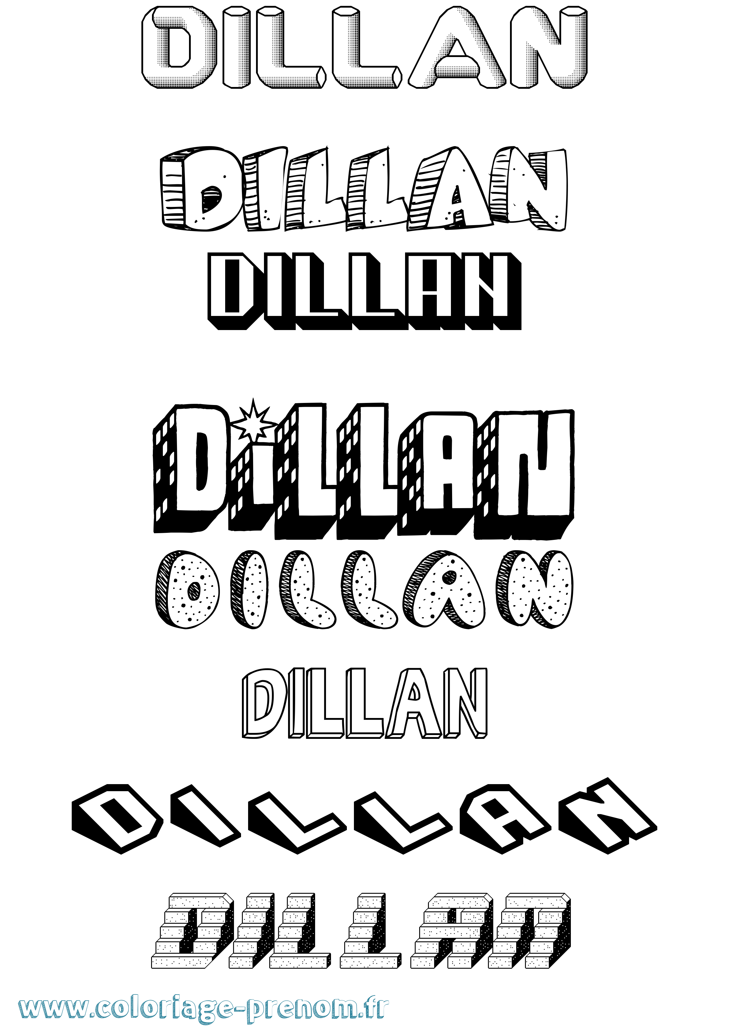 Coloriage prénom Dillan Effet 3D
