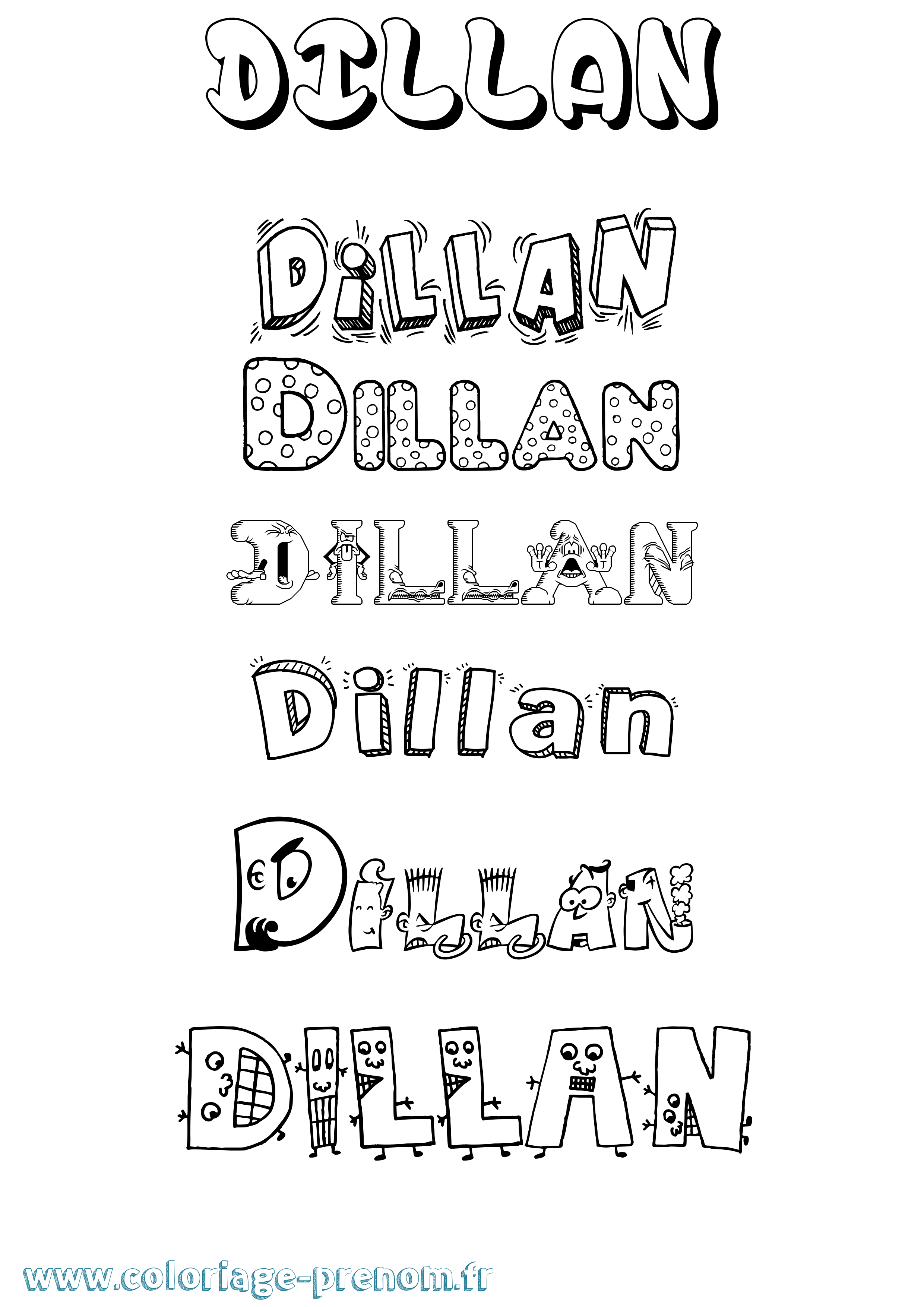 Coloriage prénom Dillan Fun