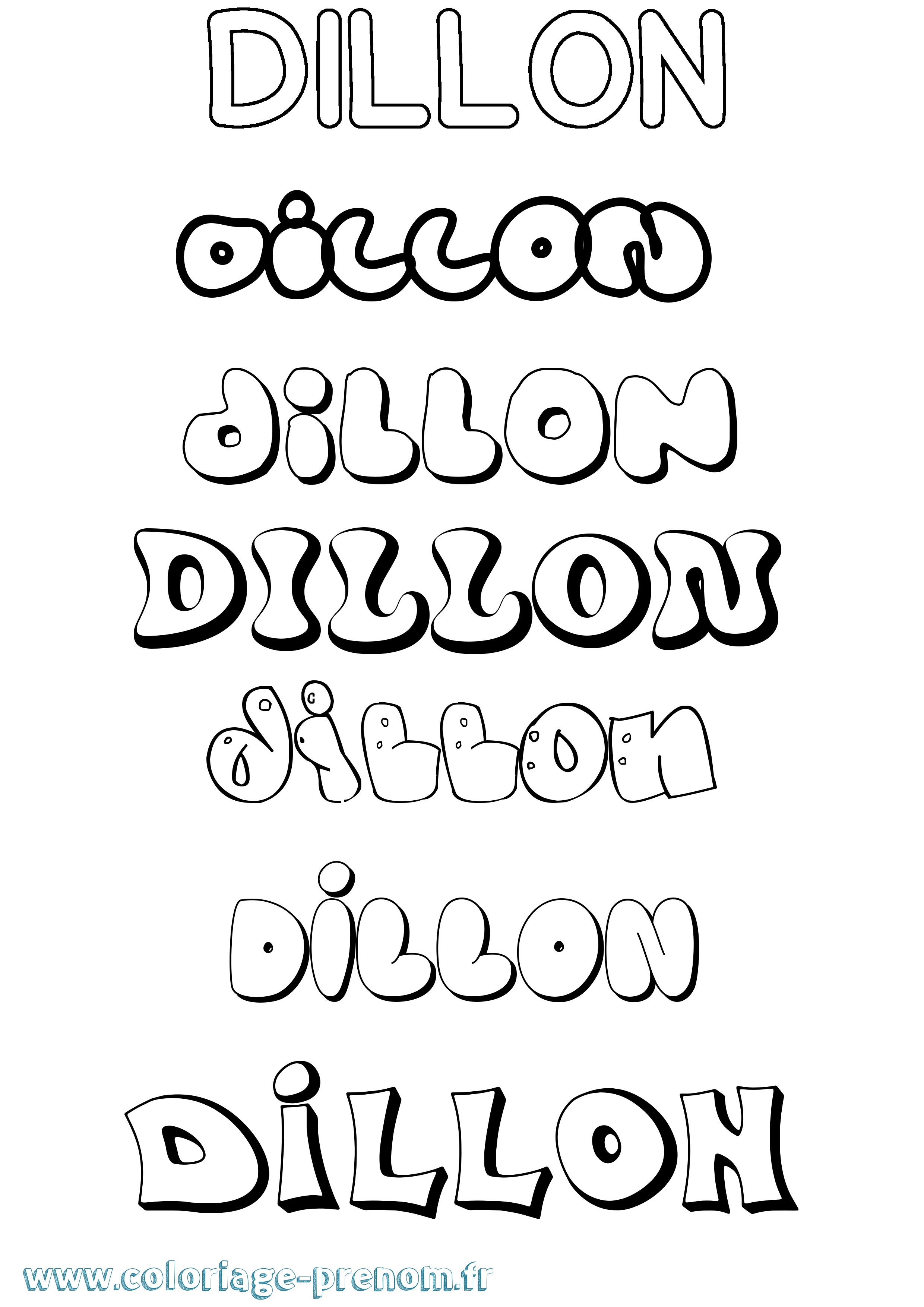 Coloriage prénom Dillon Bubble