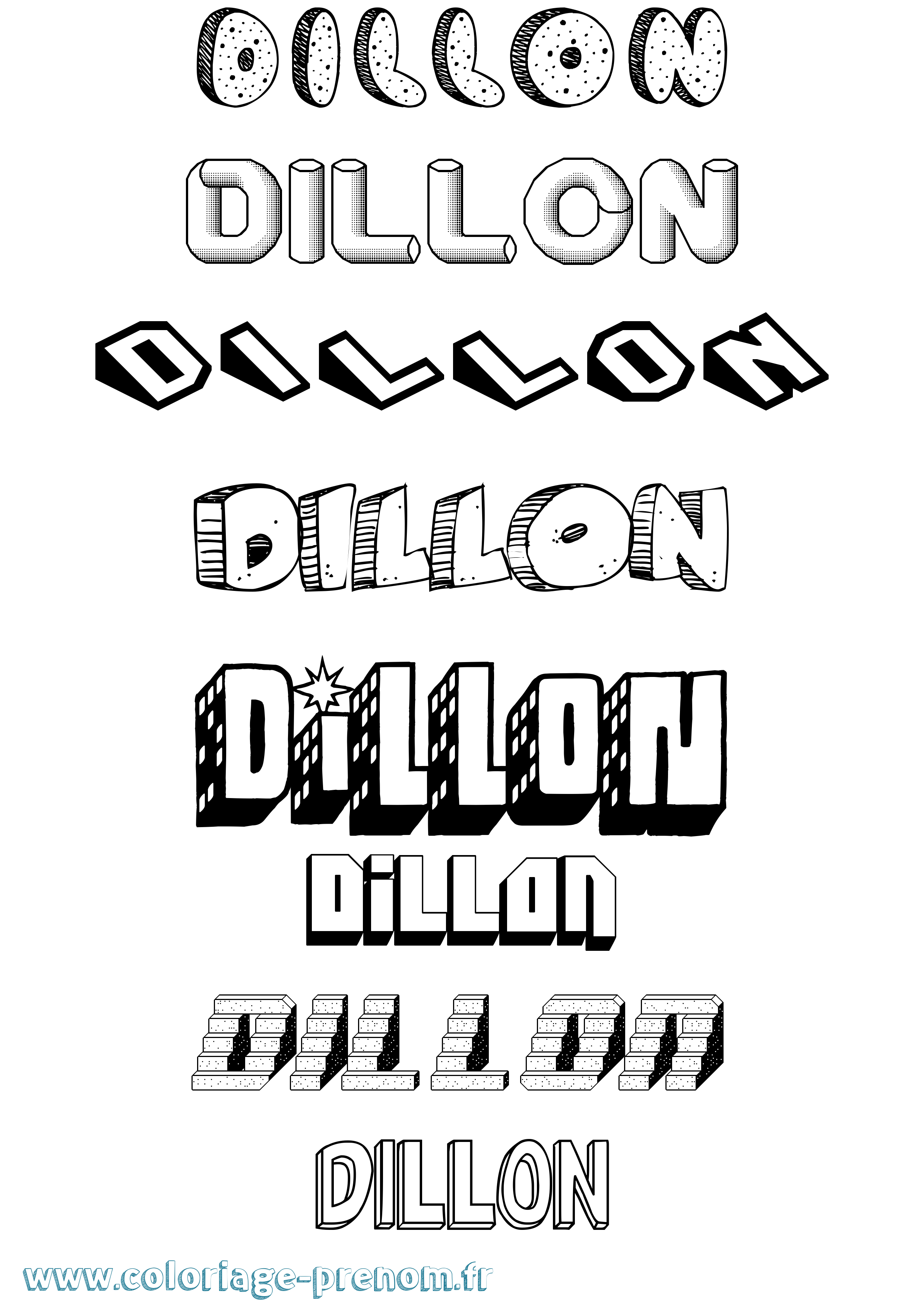 Coloriage prénom Dillon Effet 3D