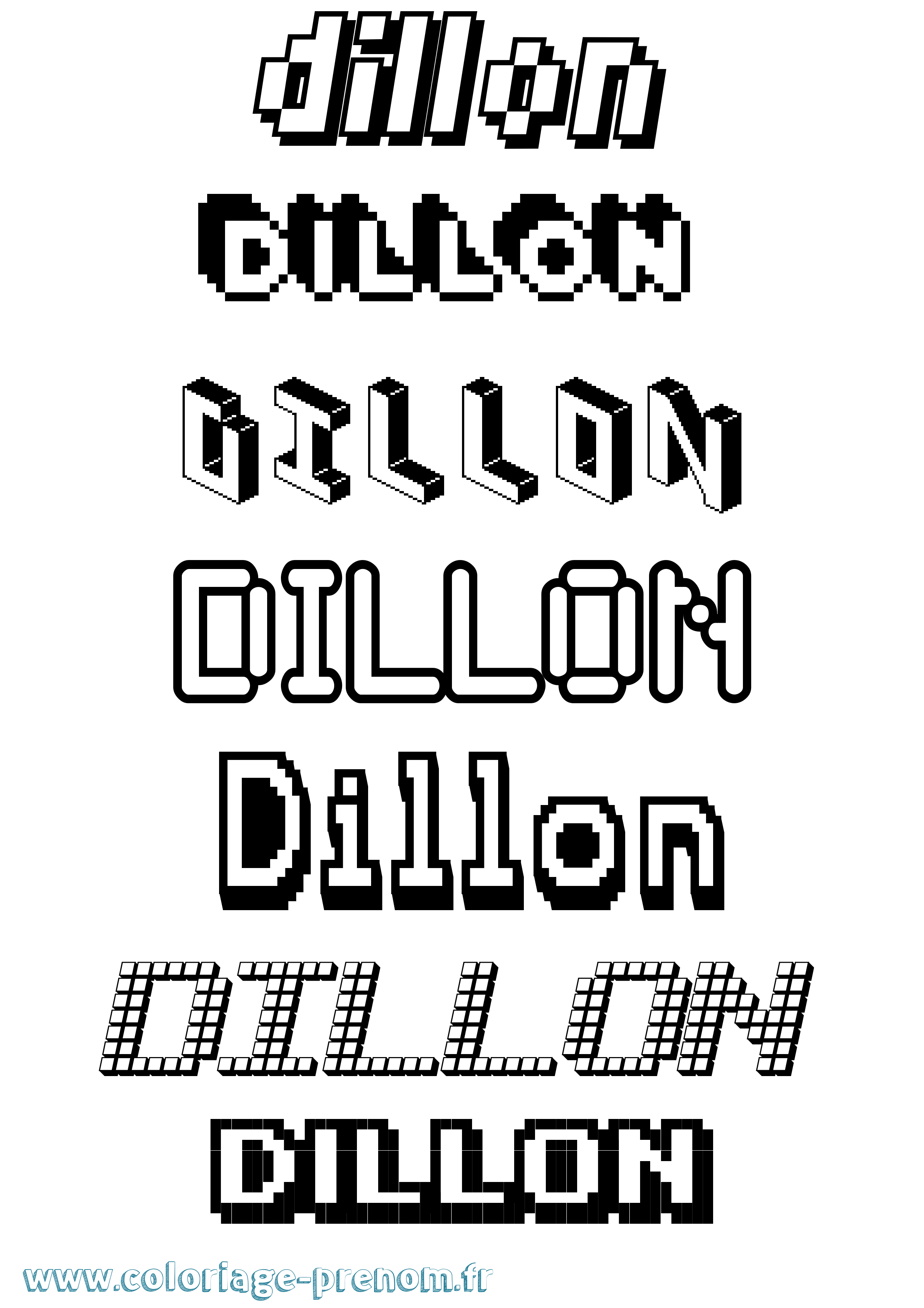 Coloriage prénom Dillon Pixel