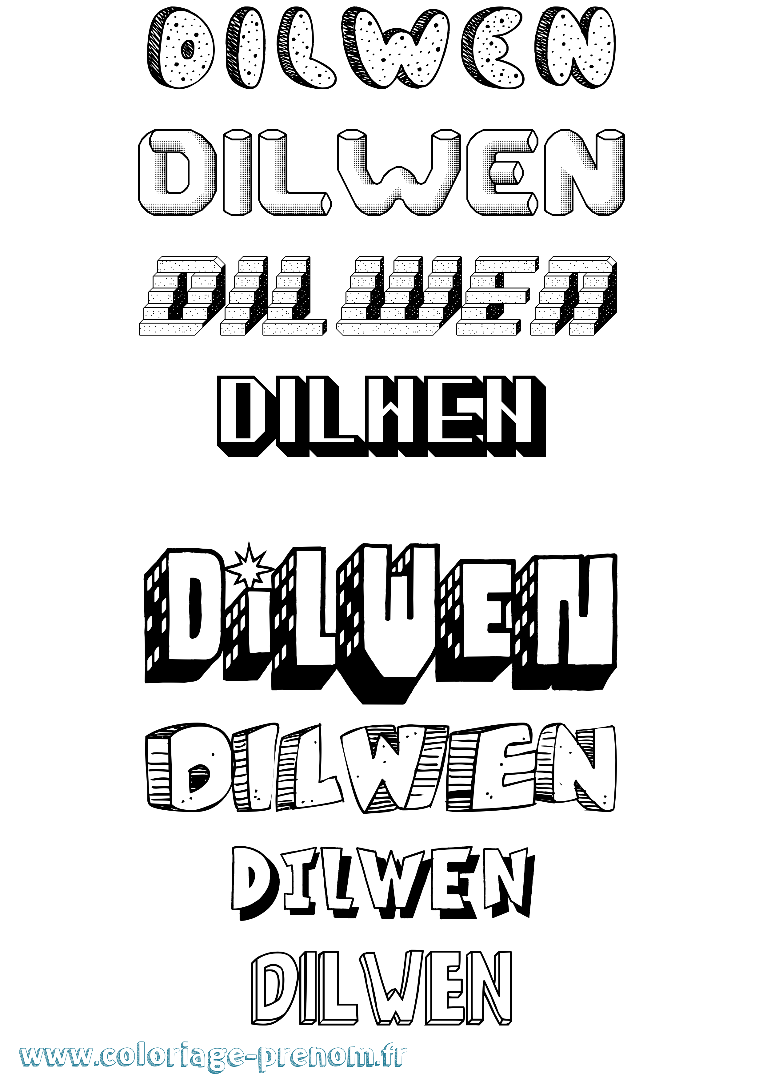 Coloriage prénom Dilwen Effet 3D