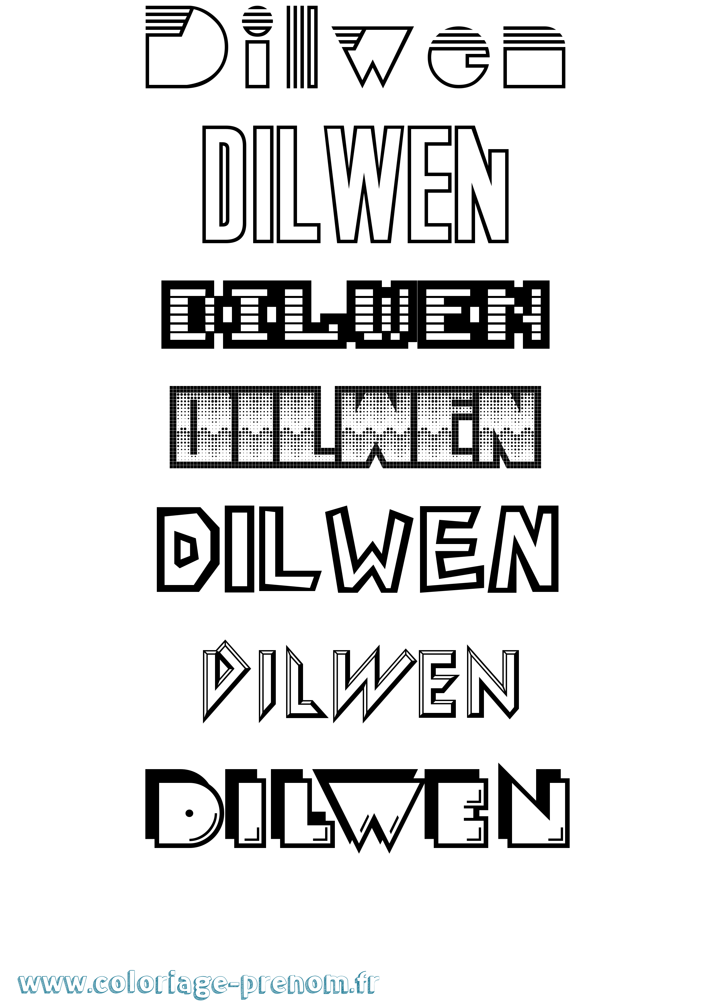 Coloriage prénom Dilwen Jeux Vidéos