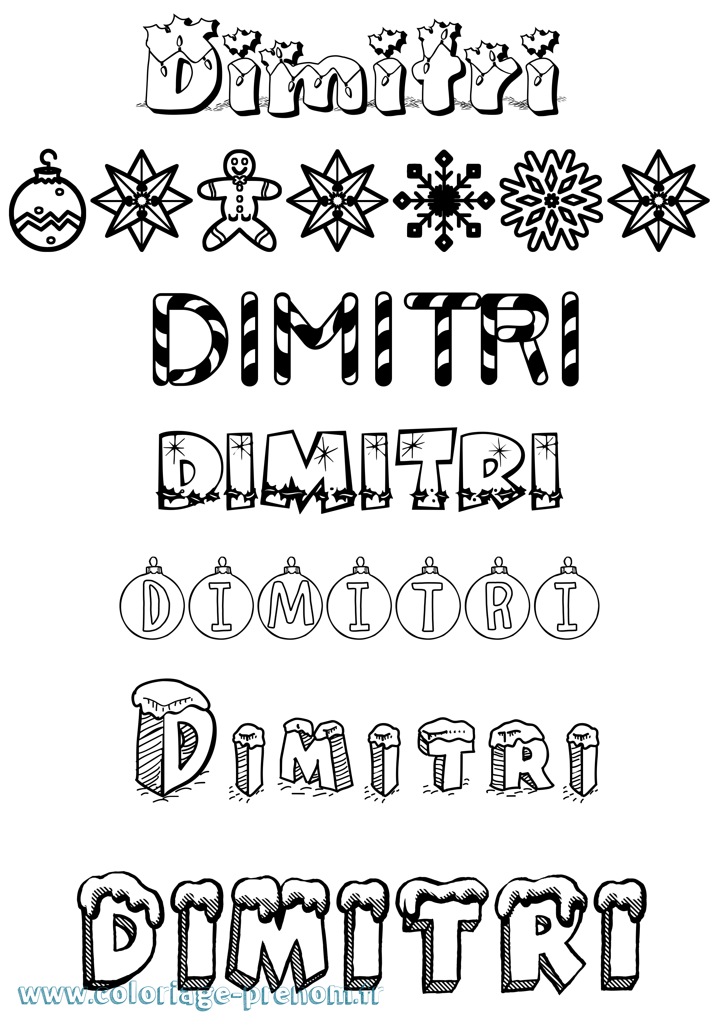 Coloriage prénom Dimitri Noël
