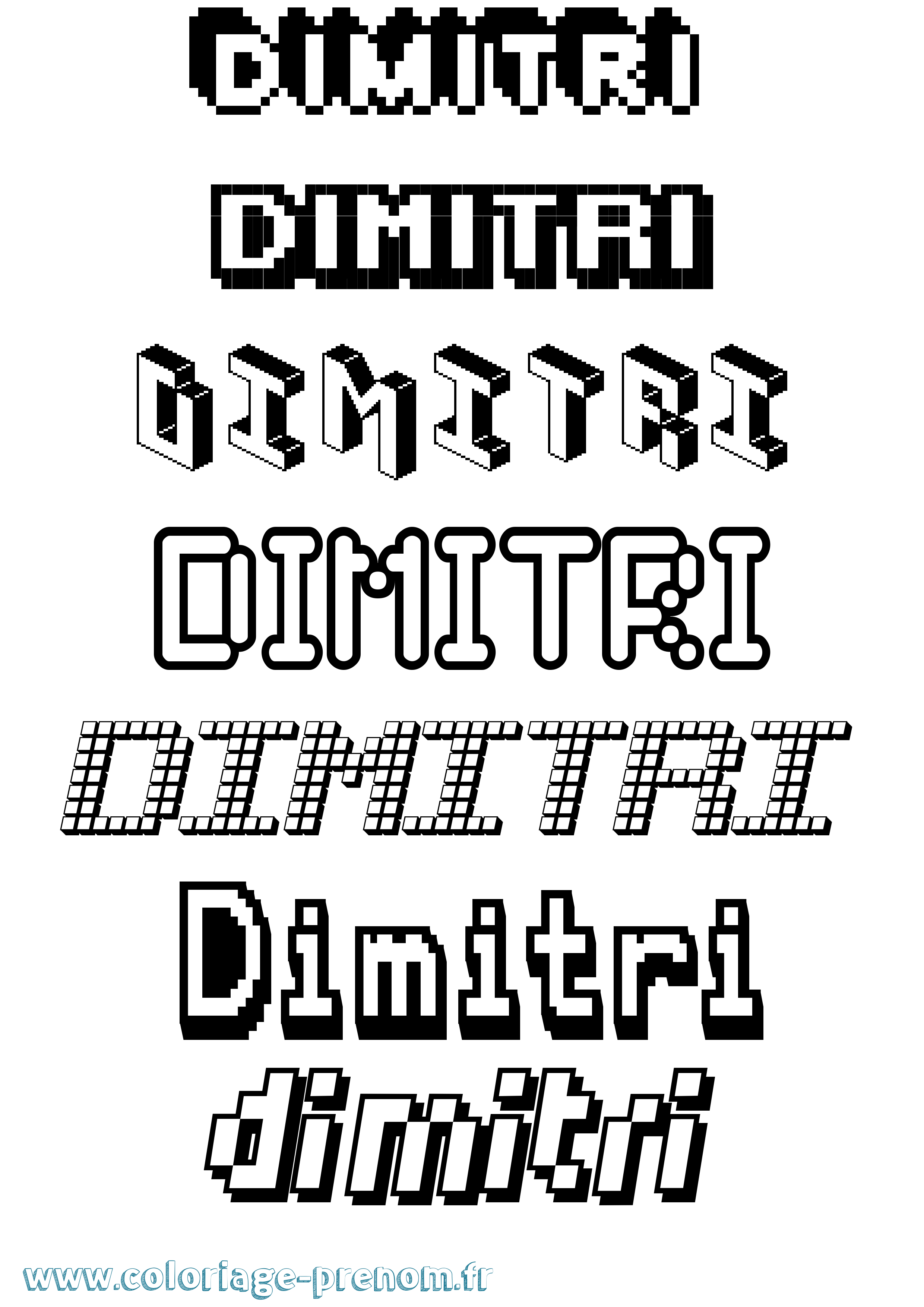 Coloriage prénom Dimitri Pixel