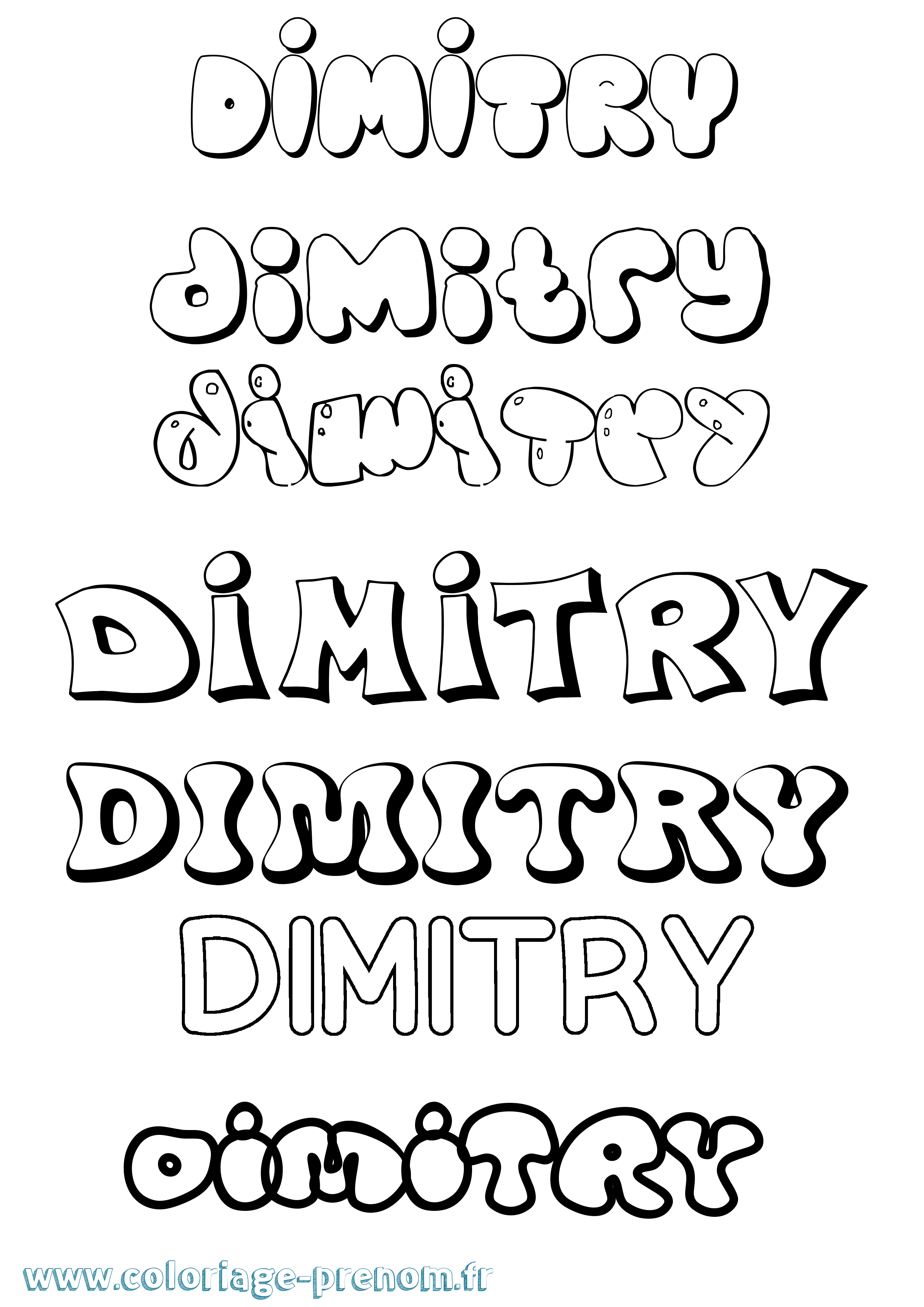 Coloriage prénom Dimitry Bubble