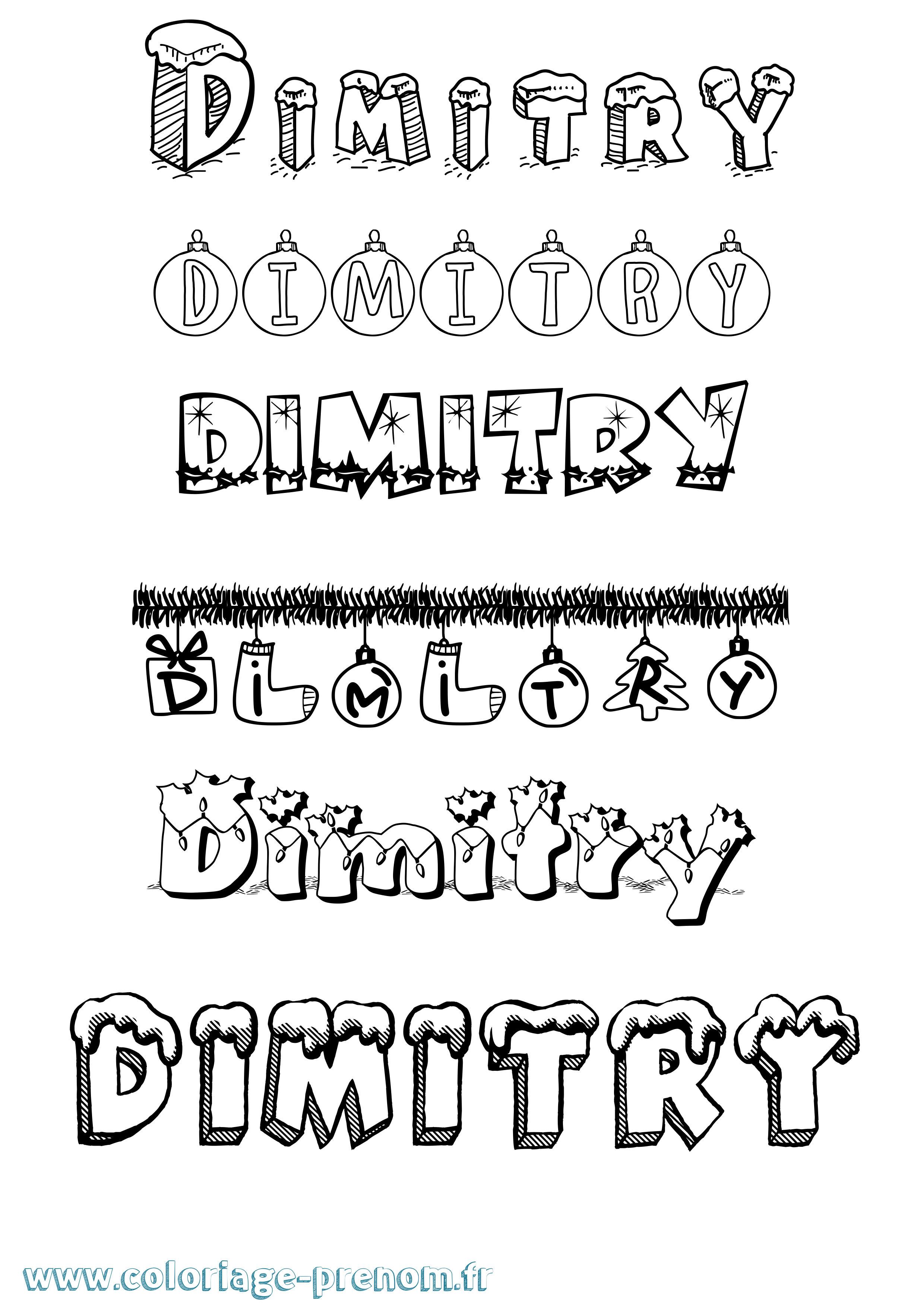 Coloriage prénom Dimitry Noël