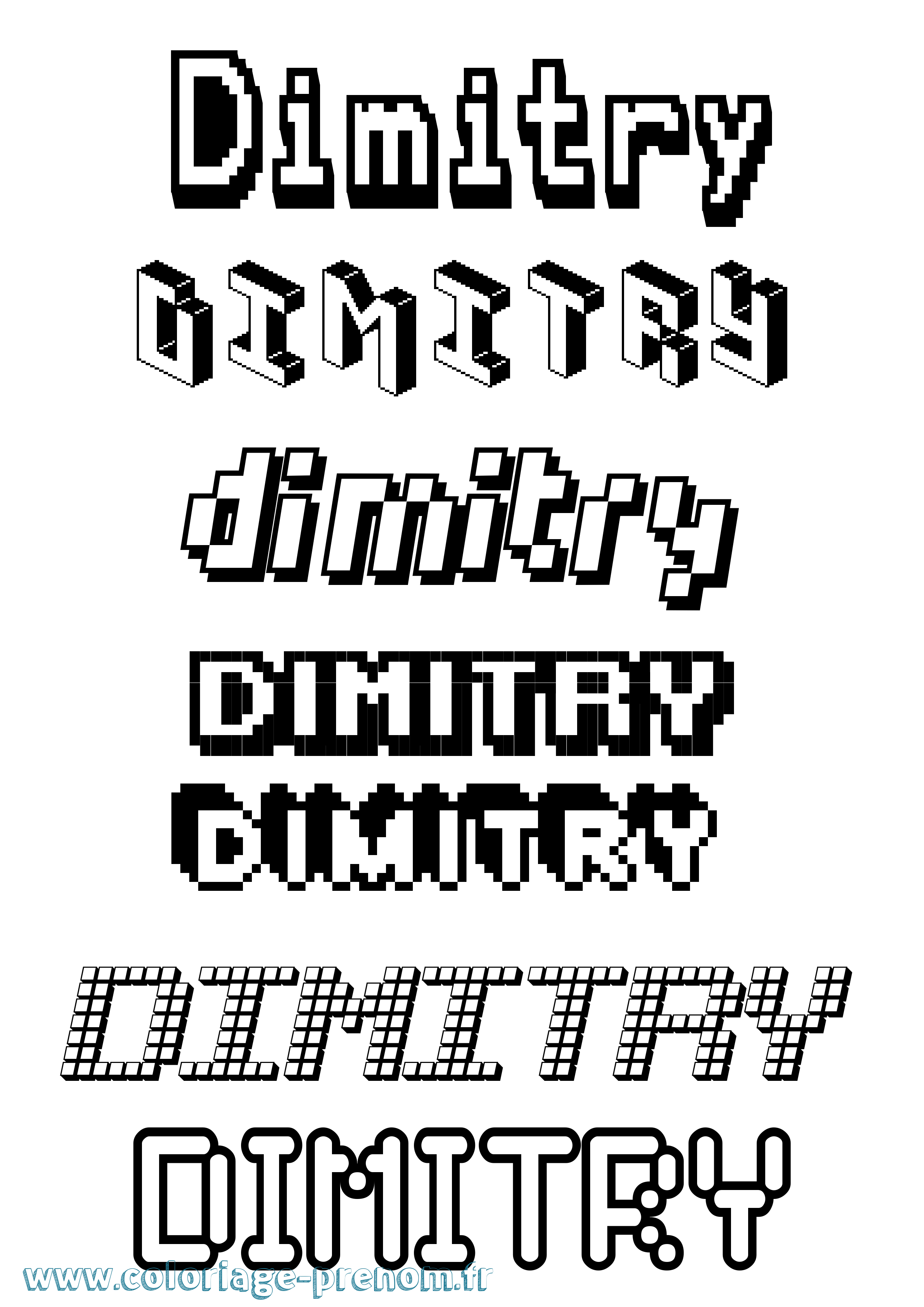 Coloriage prénom Dimitry Pixel