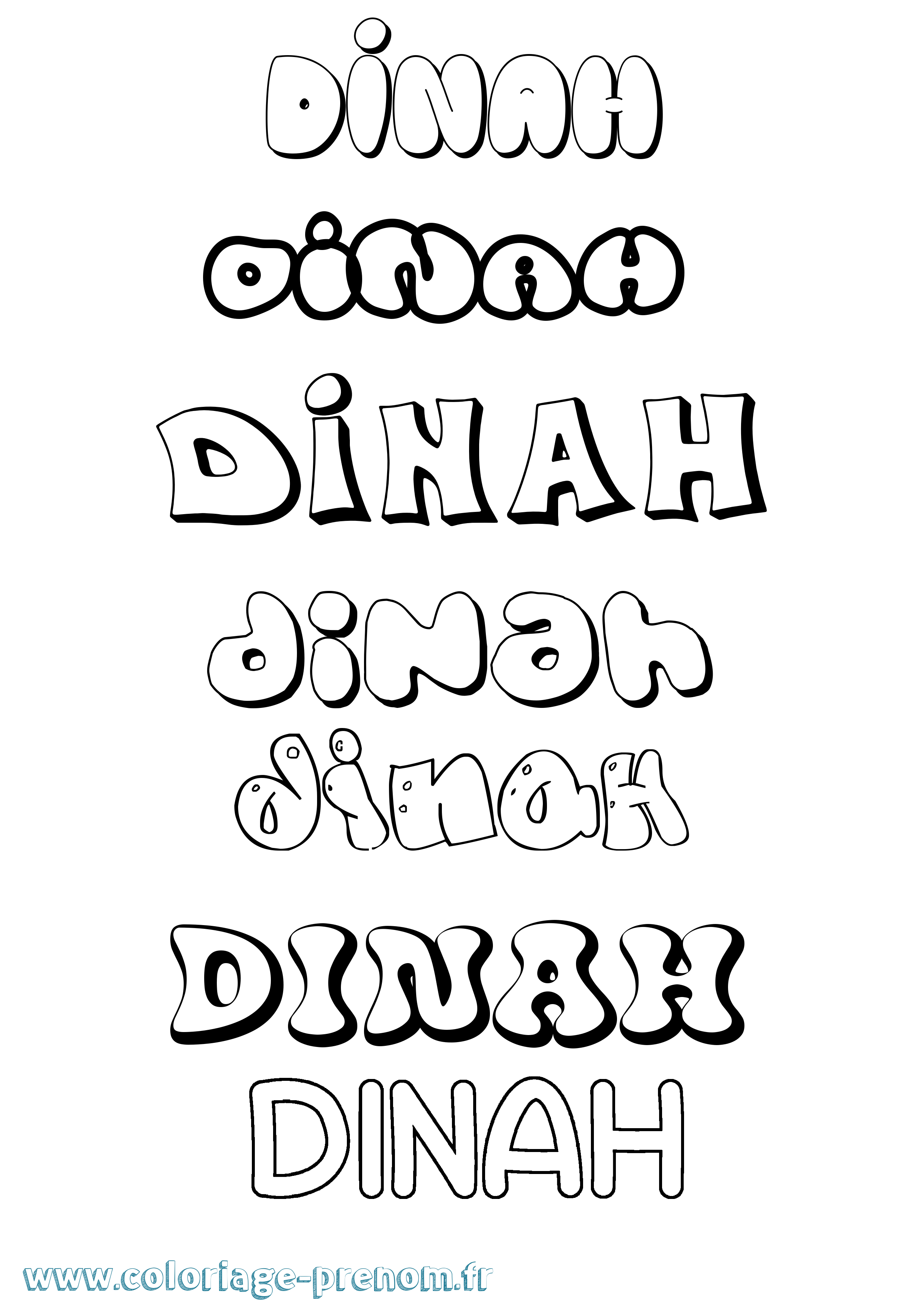 Coloriage Dinah Bubble Coloriage prénom Dinah Bubble