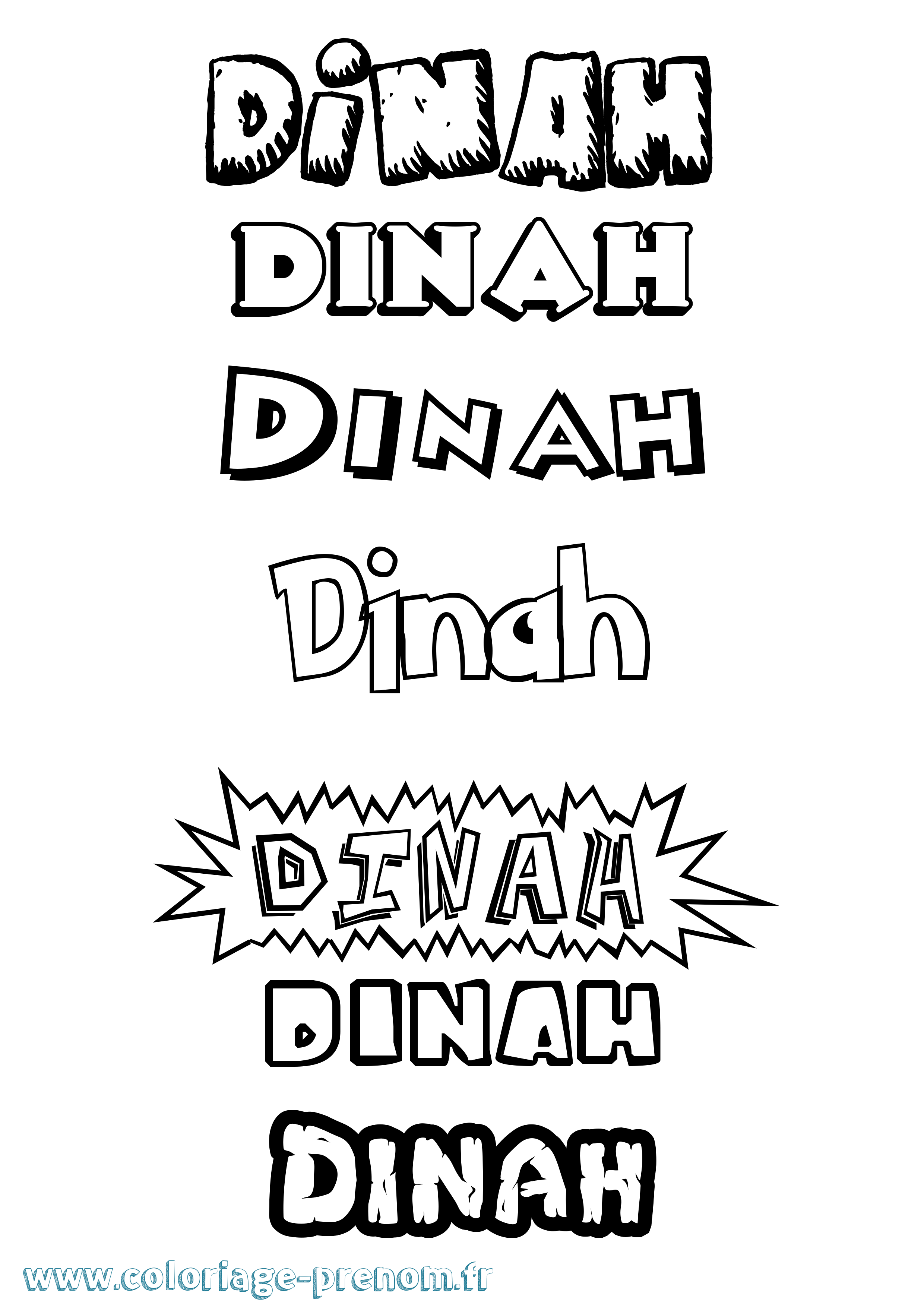 Coloriage Dinah Dessin Animé Coloriage prénom Dinah Dessin Animé