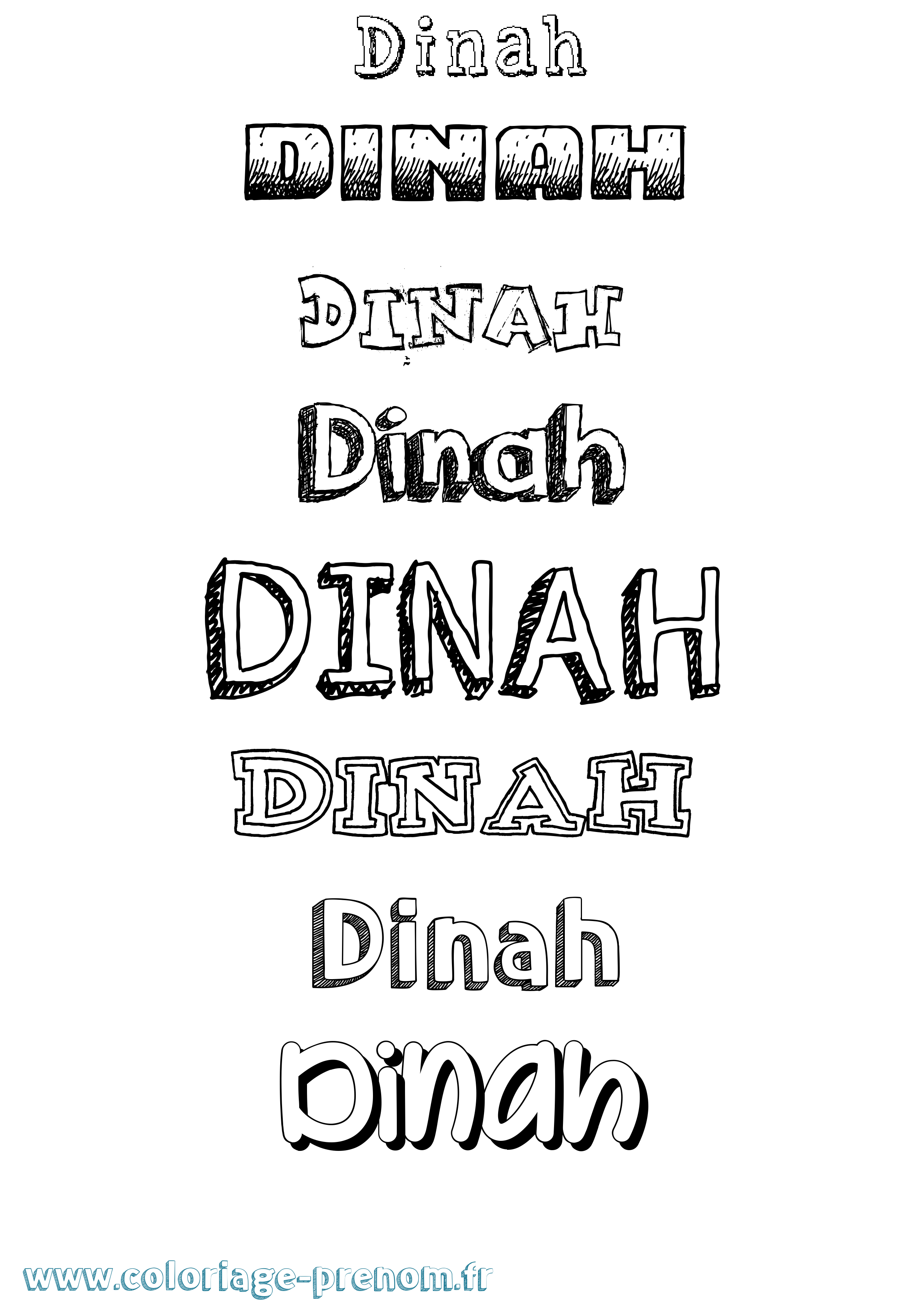 Coloriage Dinah Dessiné Coloriage prénom Dinah Dessiné
