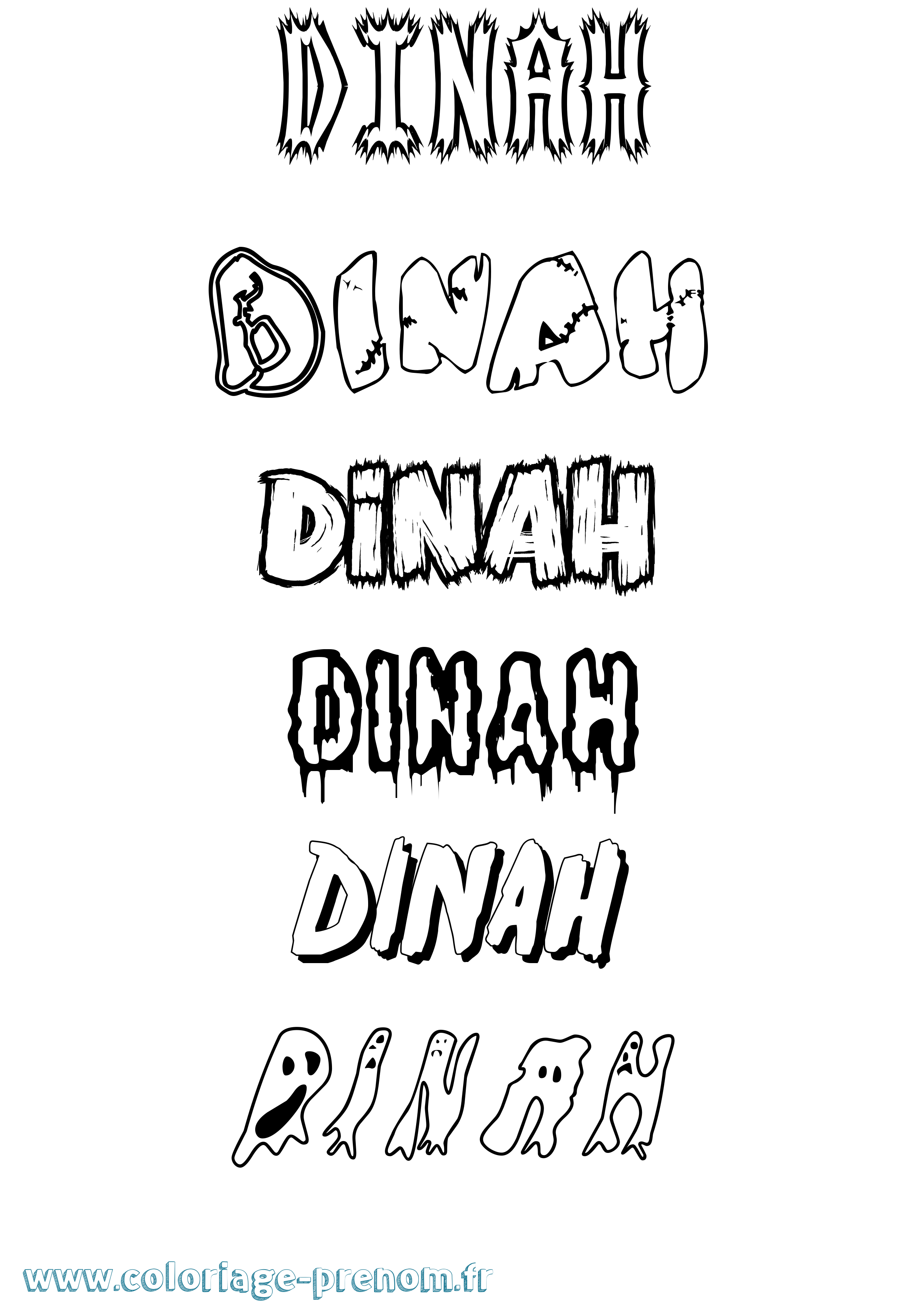 Coloriage Dinah Frisson Coloriage prénom Dinah Frisson