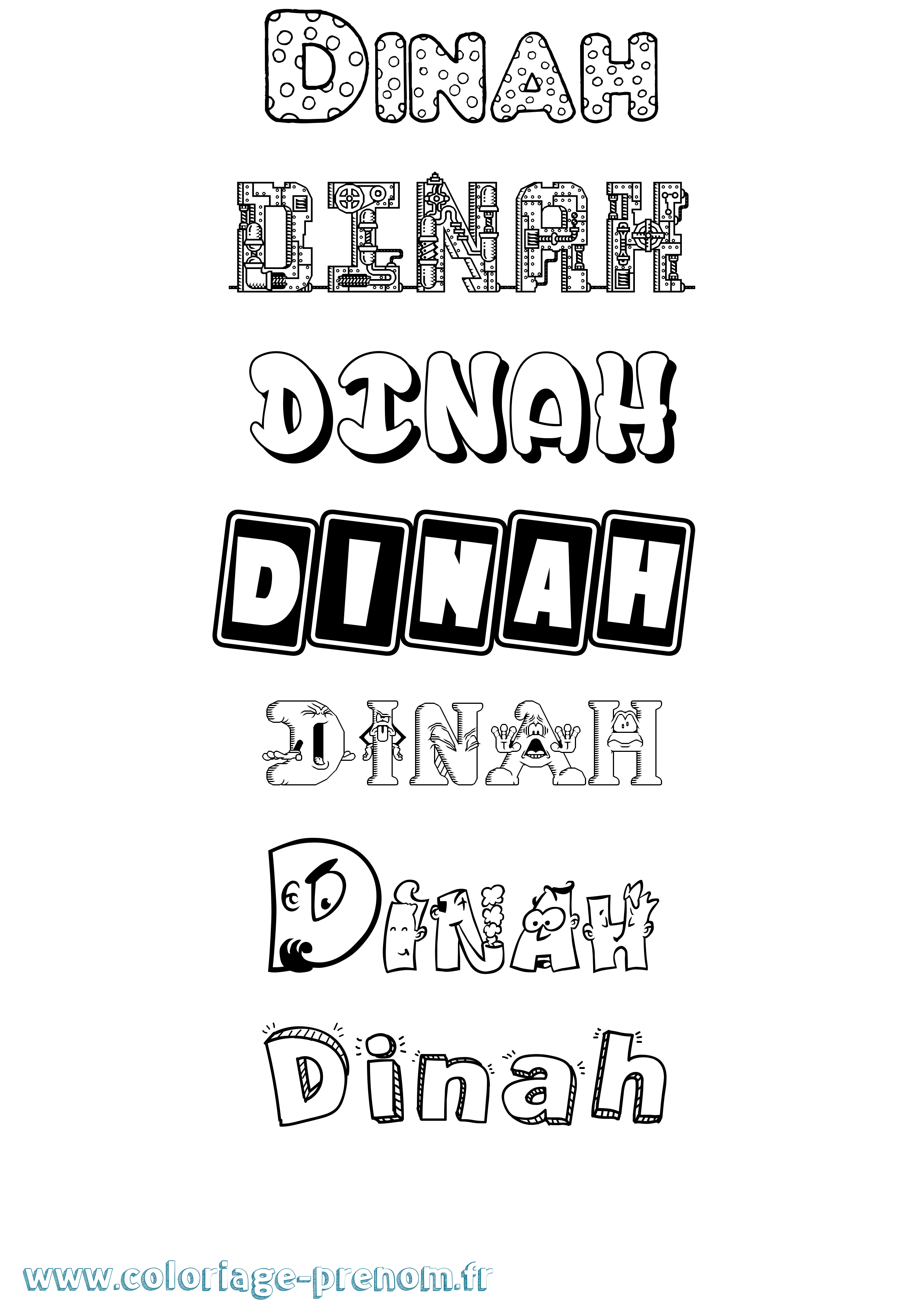 Coloriage Dinah Fun Coloriage prénom Dinah Fun