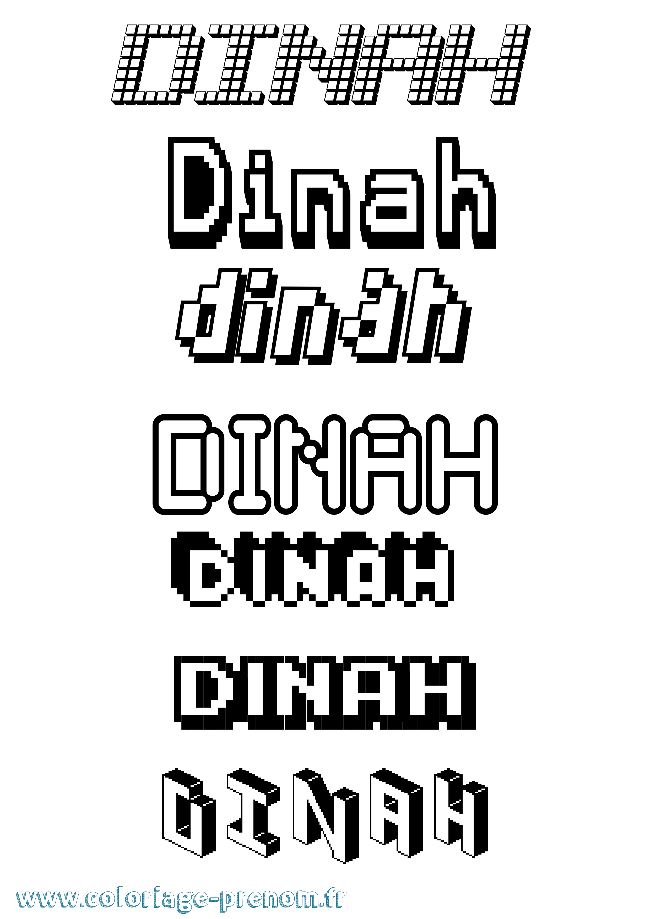Coloriage Dinah Pixel Coloriage prénom Dinah Pixel