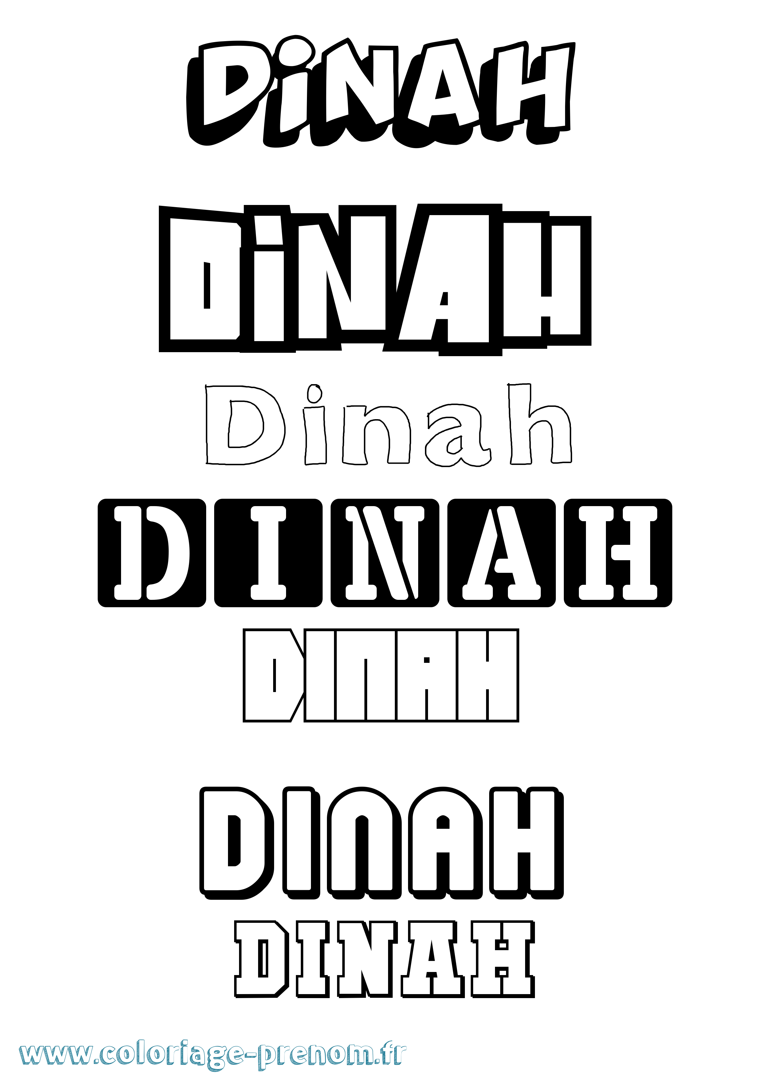 Coloriage Dinah Simple Coloriage prénom Dinah Simple