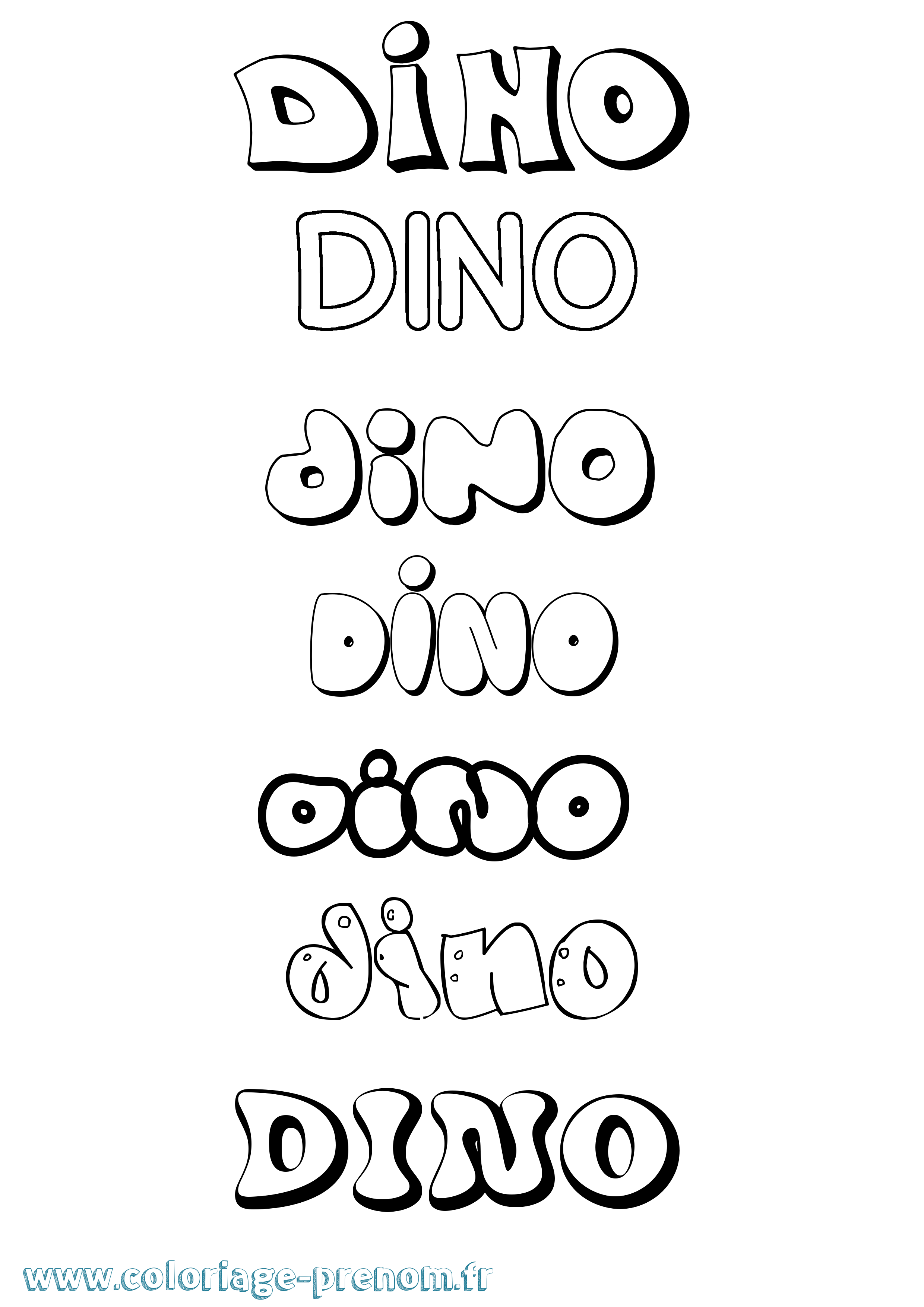 Coloriage prénom Dino Bubble
