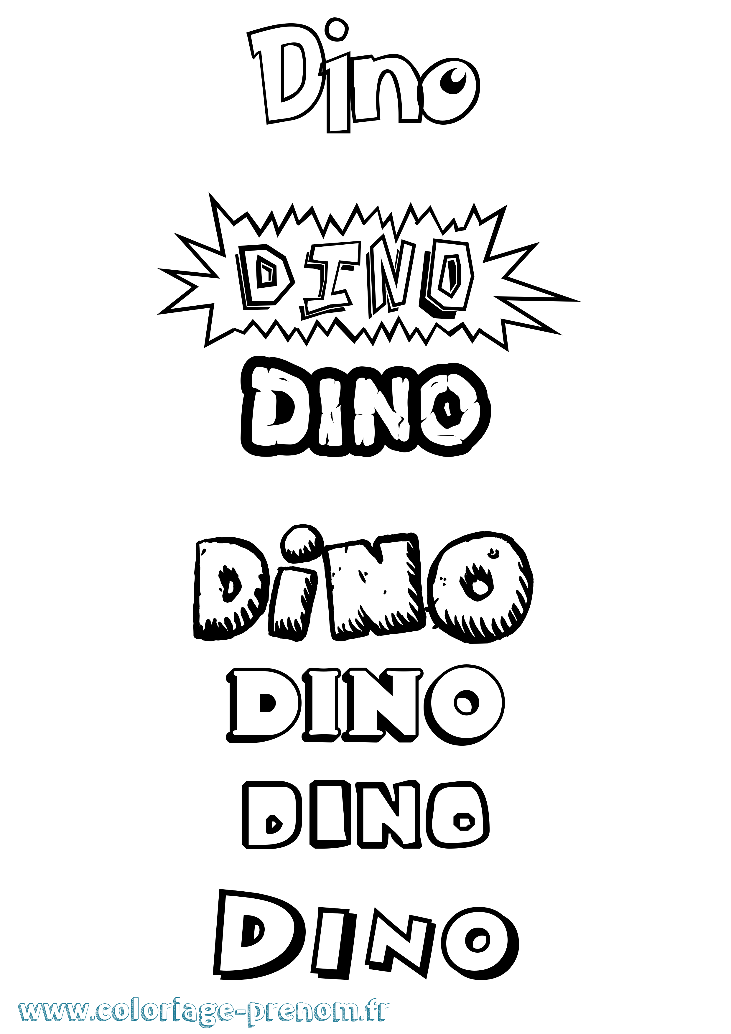 Coloriage prénom Dino Dessin Animé