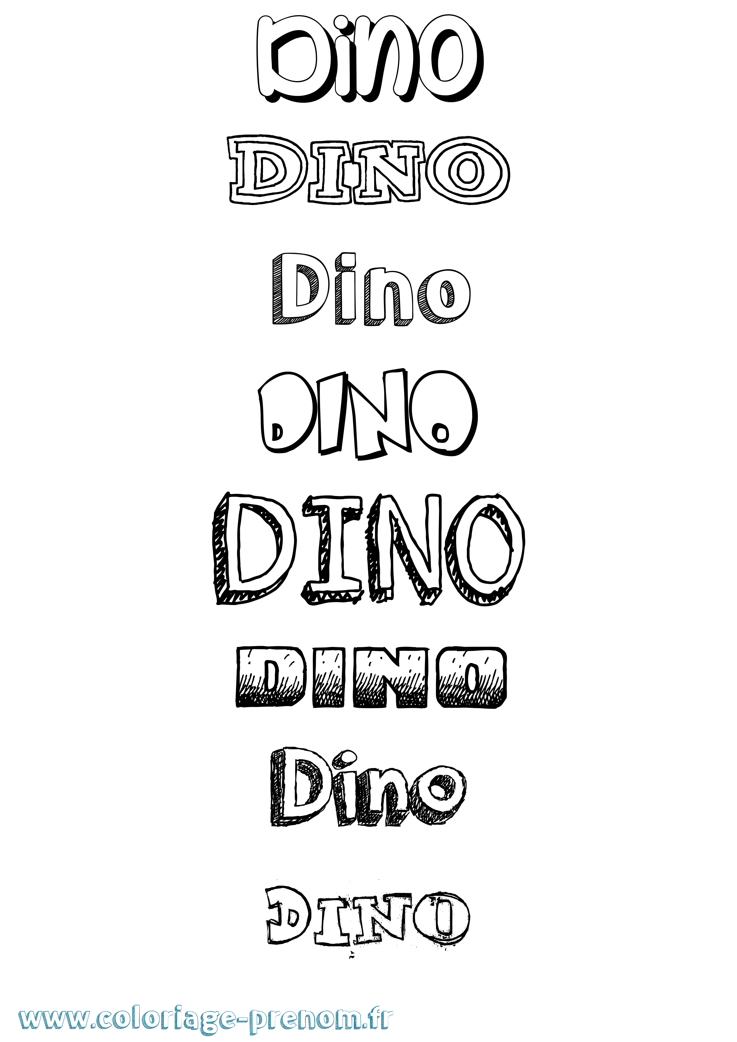 Coloriage prénom Dino Dessiné