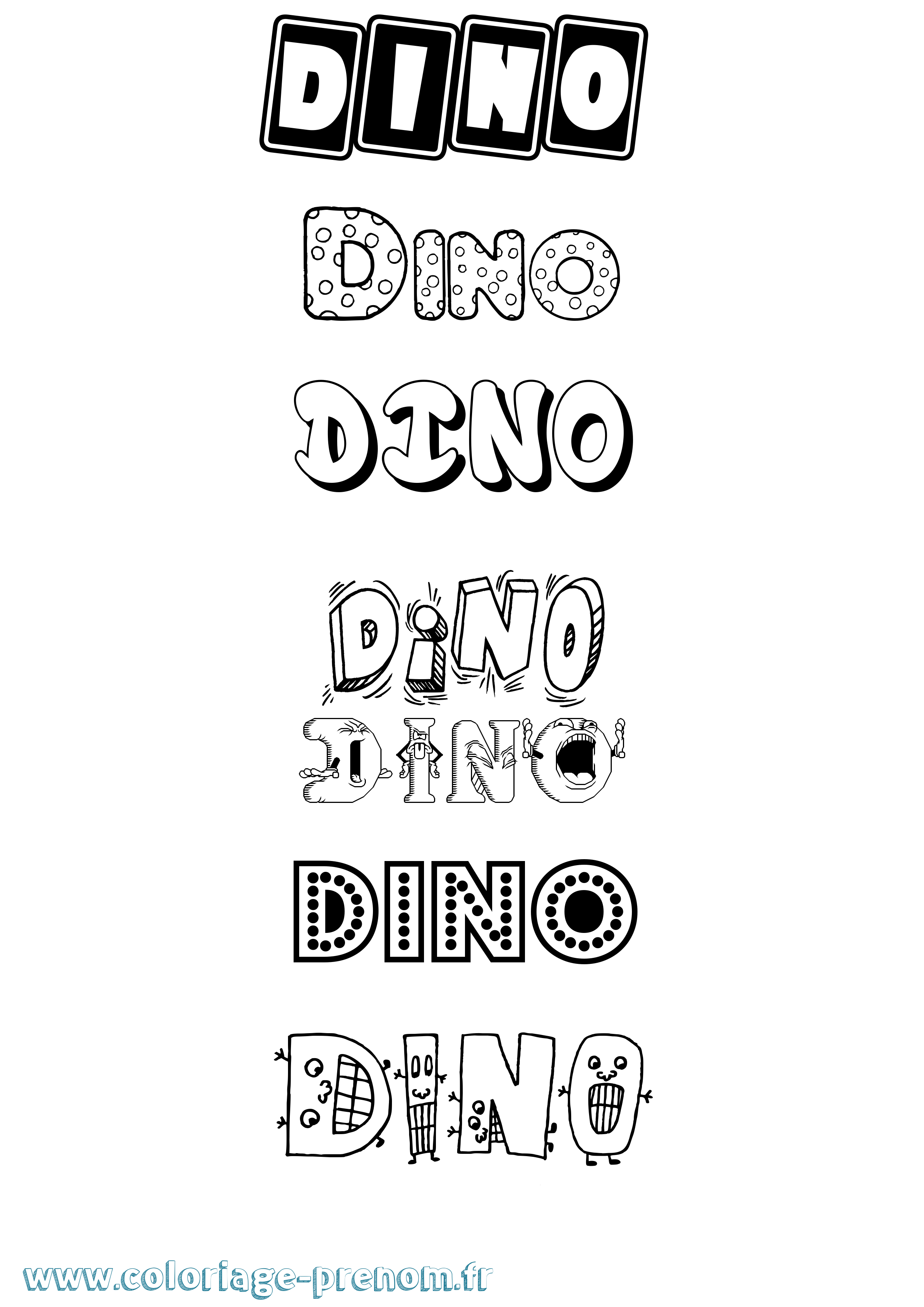 Coloriage prénom Dino Fun