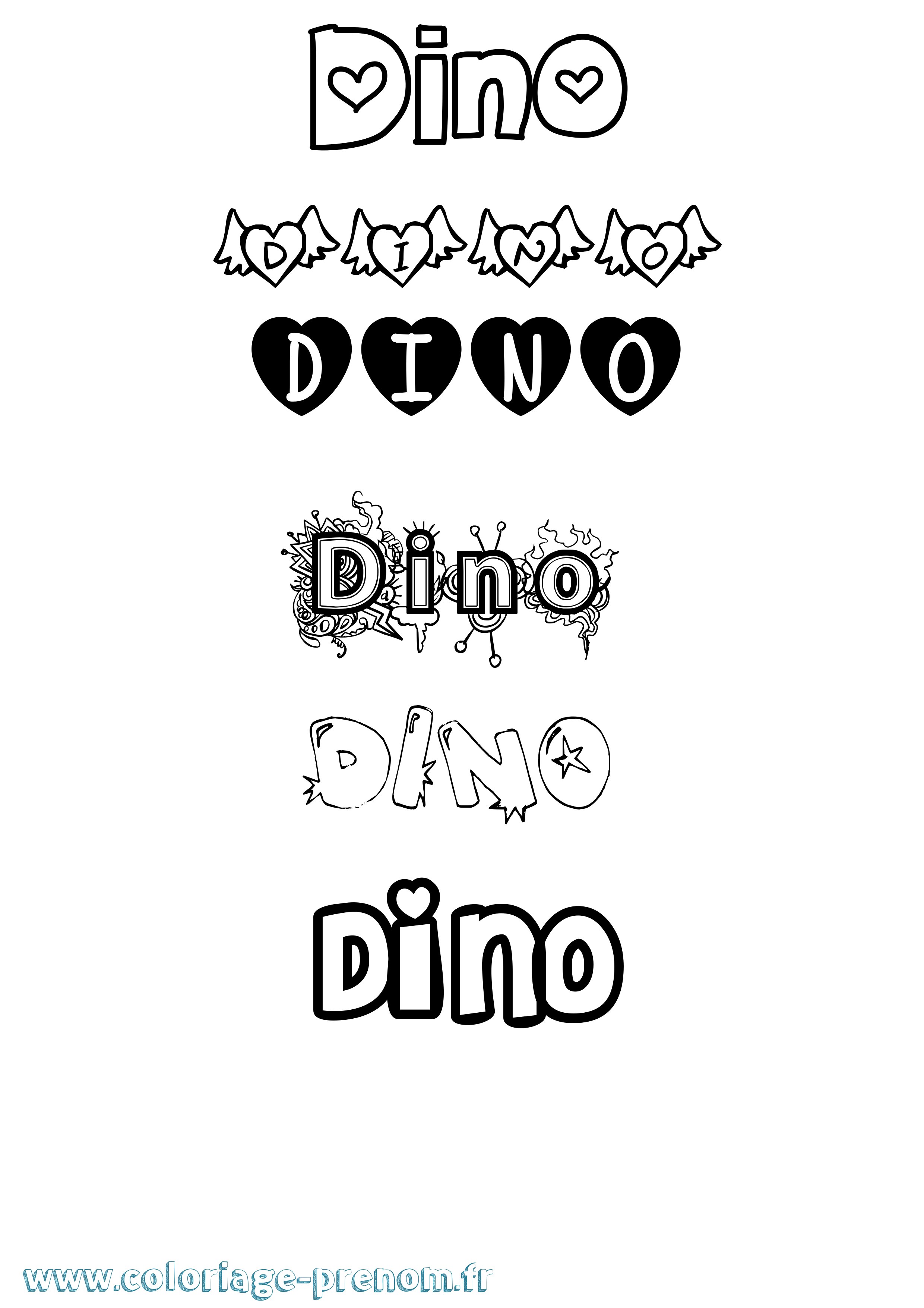 Coloriage prénom Dino Girly
