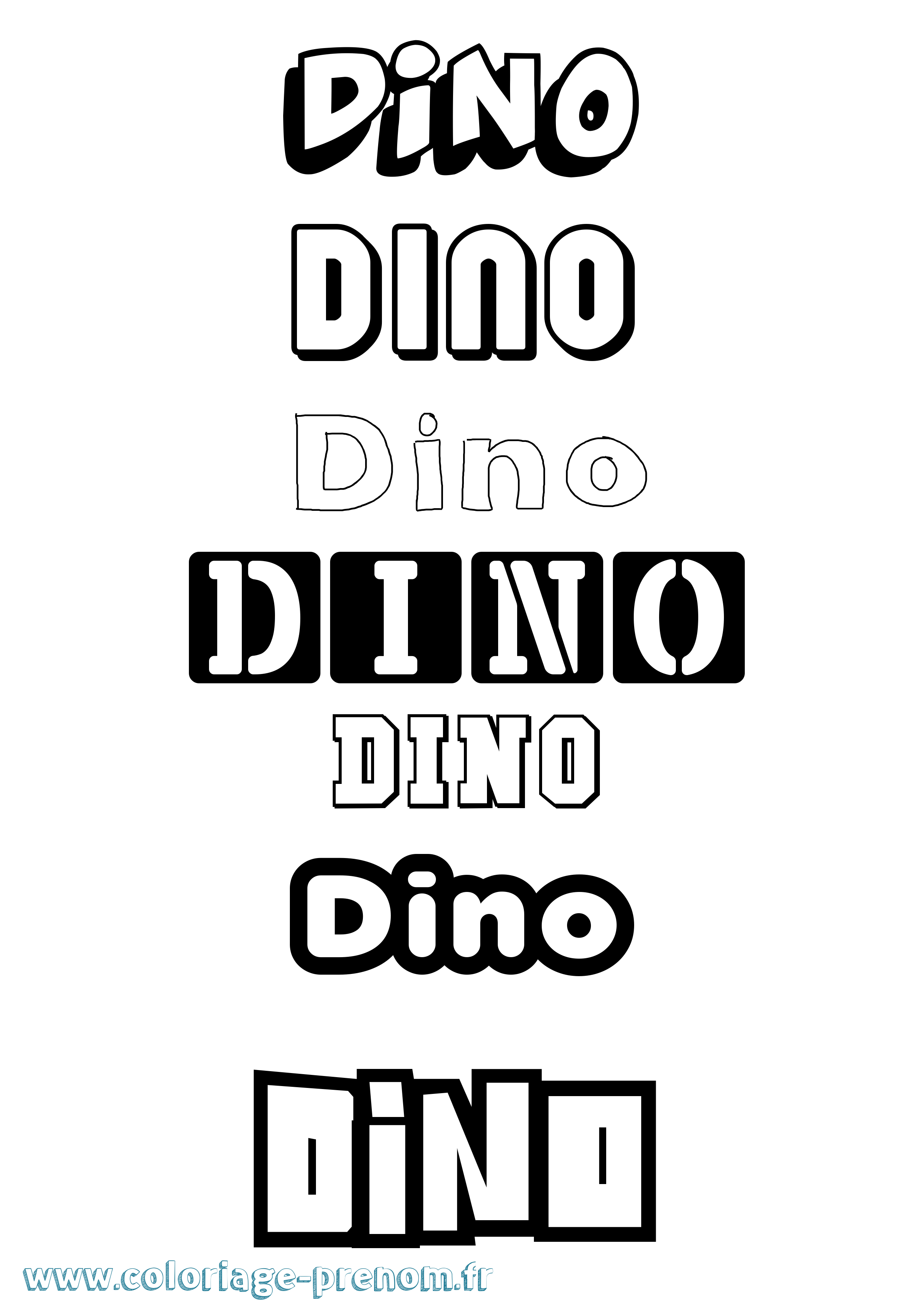 Coloriage prénom Dino Simple