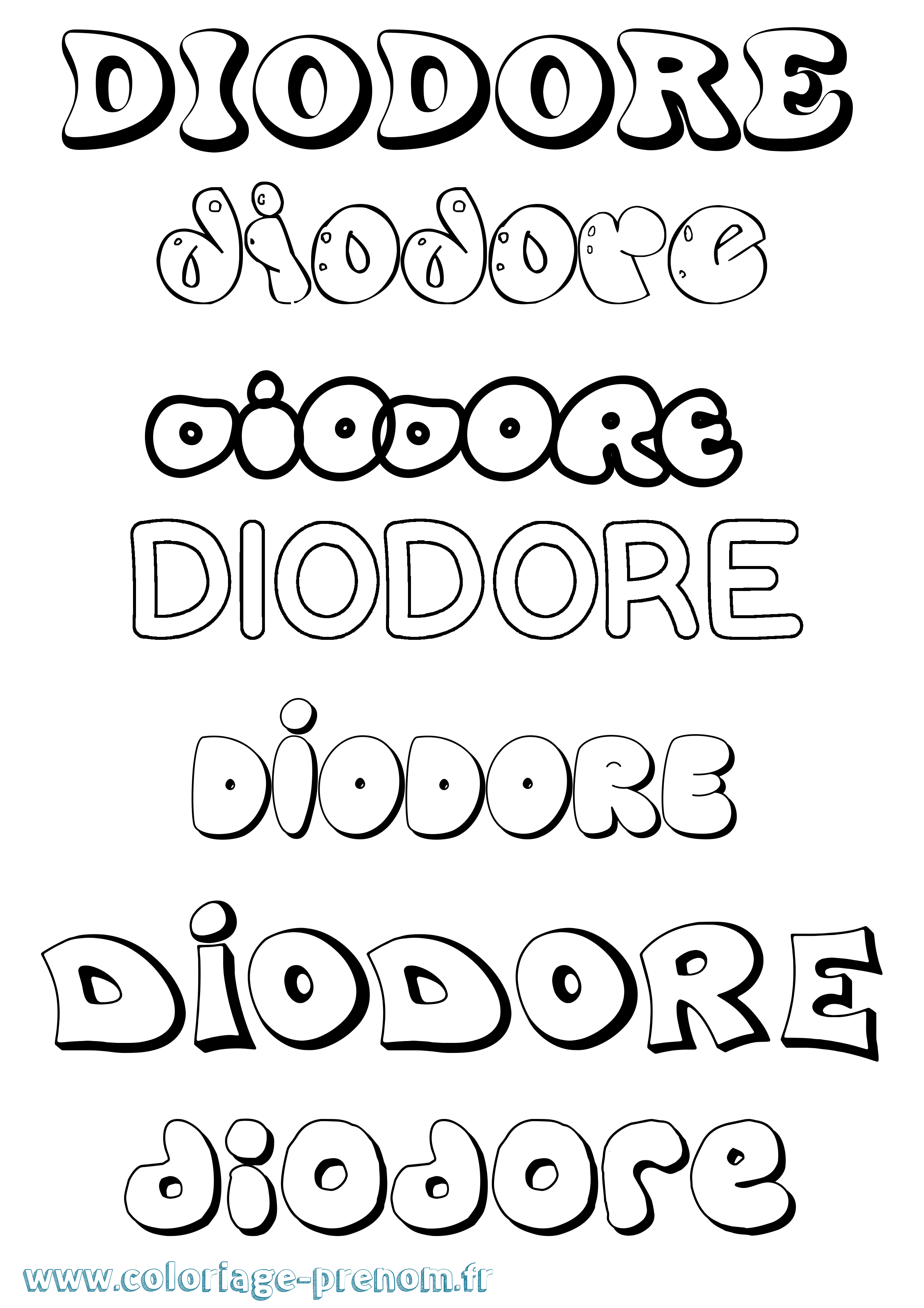 Coloriage Diodore Bubble Coloriage prénom Diodore Bubble
