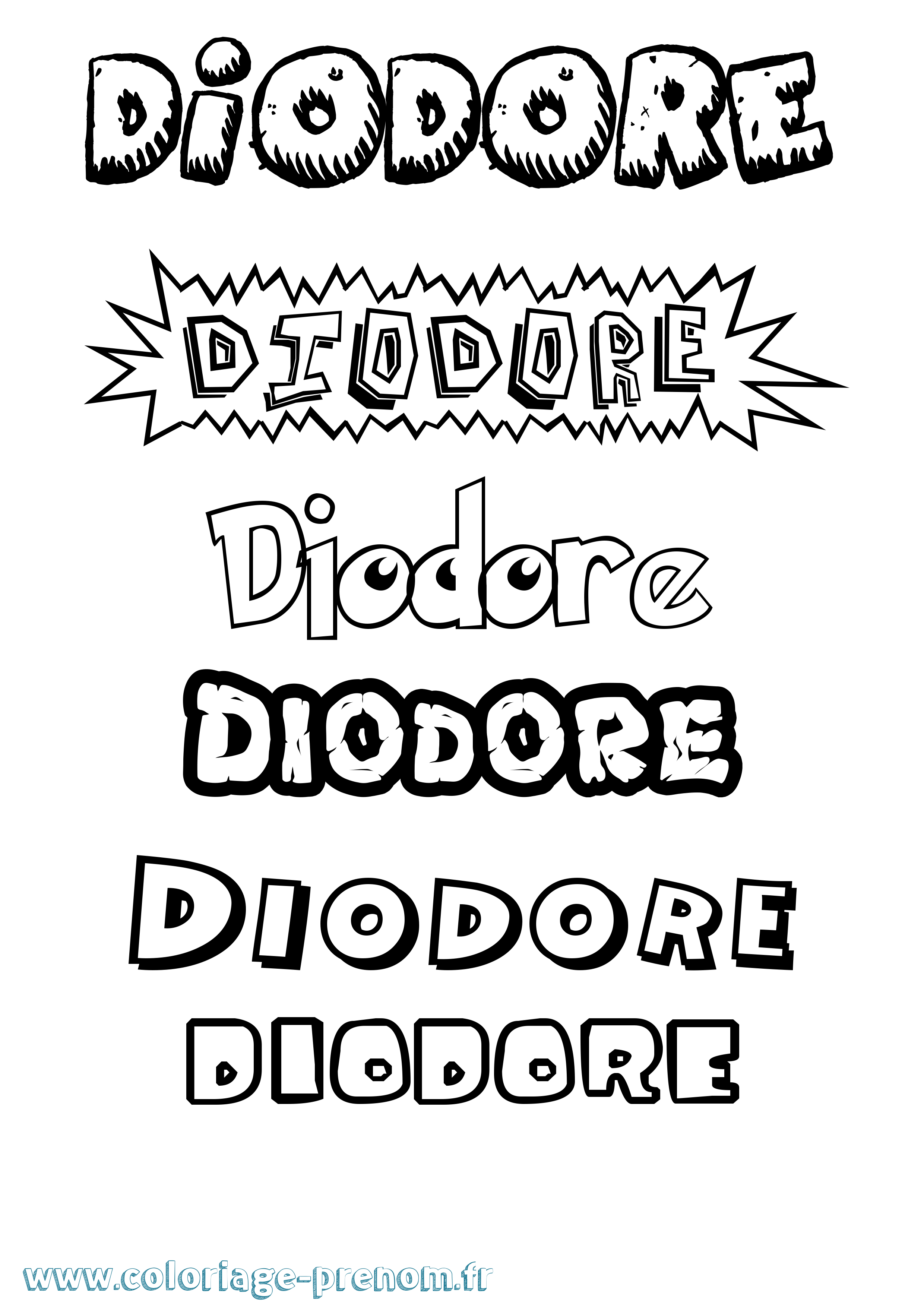 Coloriage Diodore Dessin Animé Coloriage prénom Diodore Dessin Animé