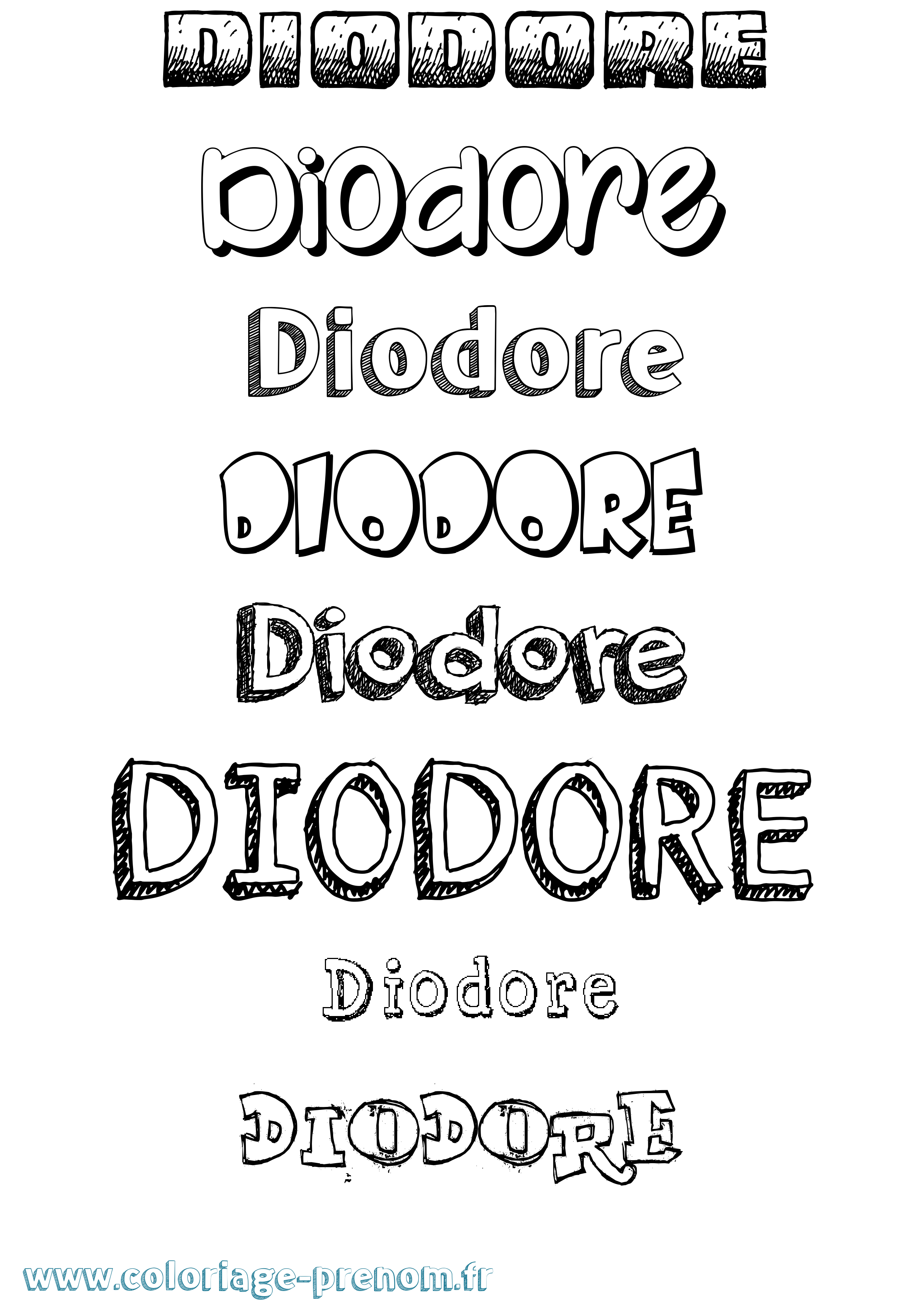 Coloriage Diodore Dessiné Coloriage prénom Diodore Dessiné