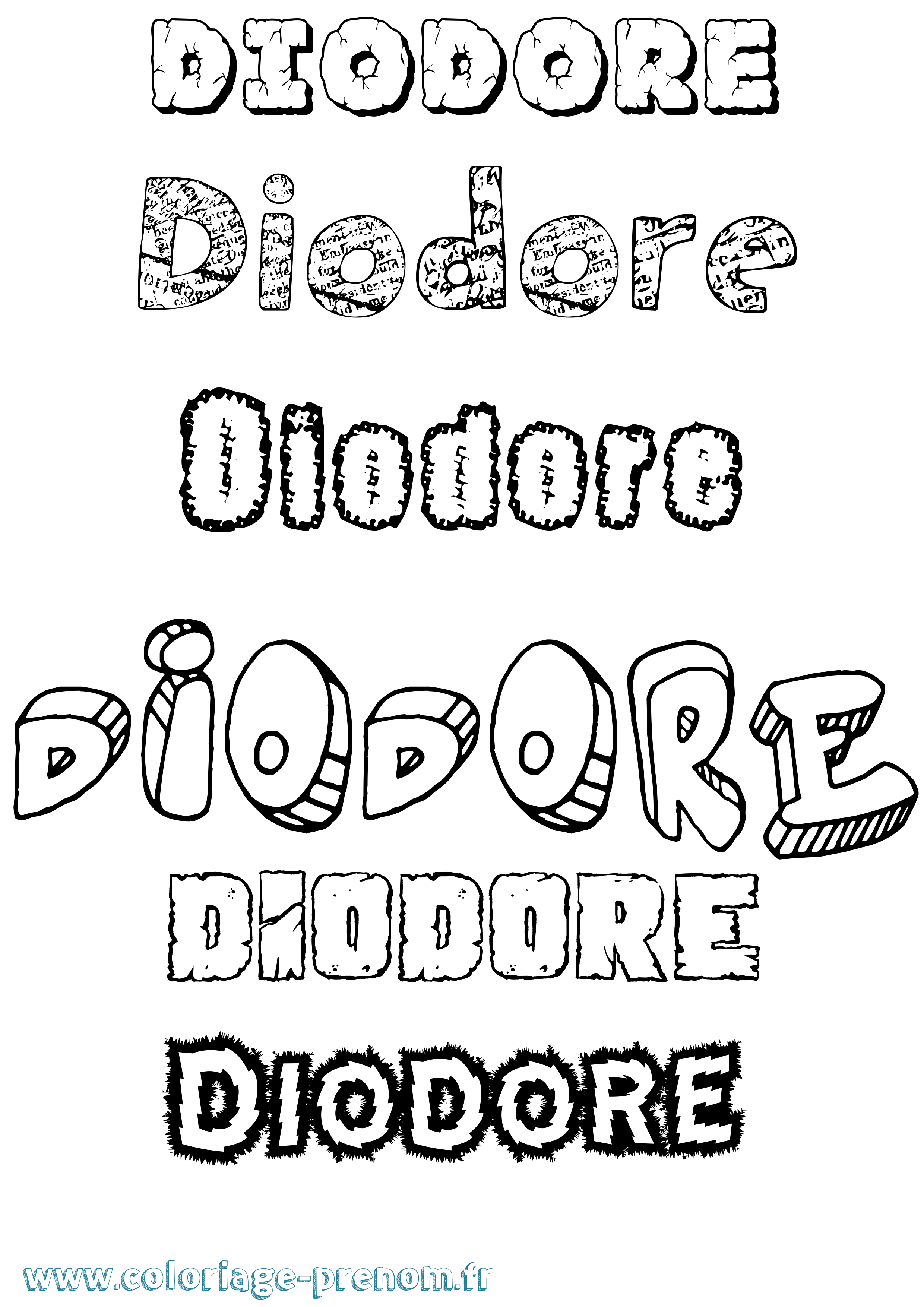 Coloriage Diodore Destructuré Coloriage prénom Diodore Destructuré