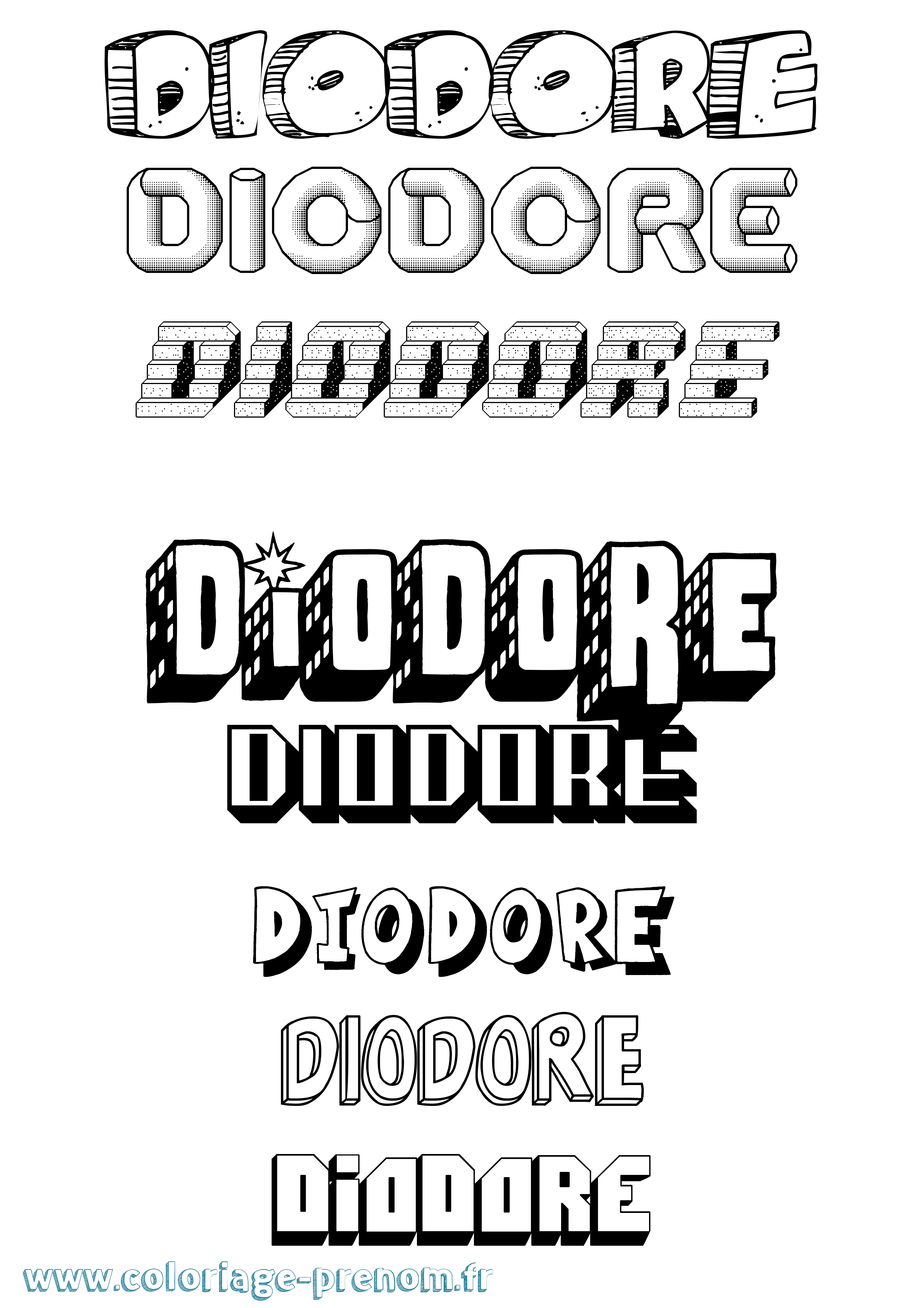 Coloriage Diodore Effet 3D Coloriage prénom Diodore Effet 3D