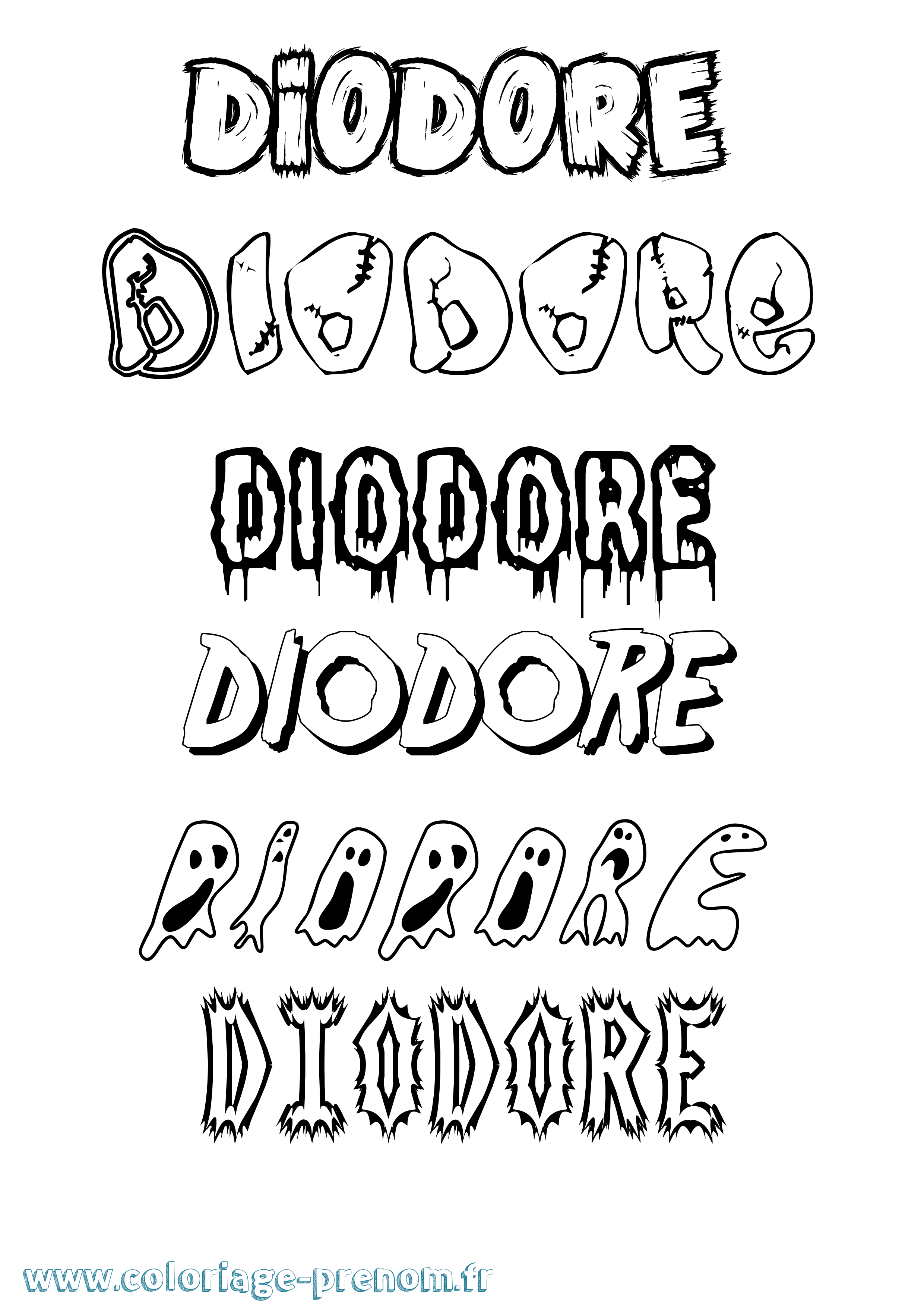 Coloriage Diodore Frisson Coloriage prénom Diodore Frisson