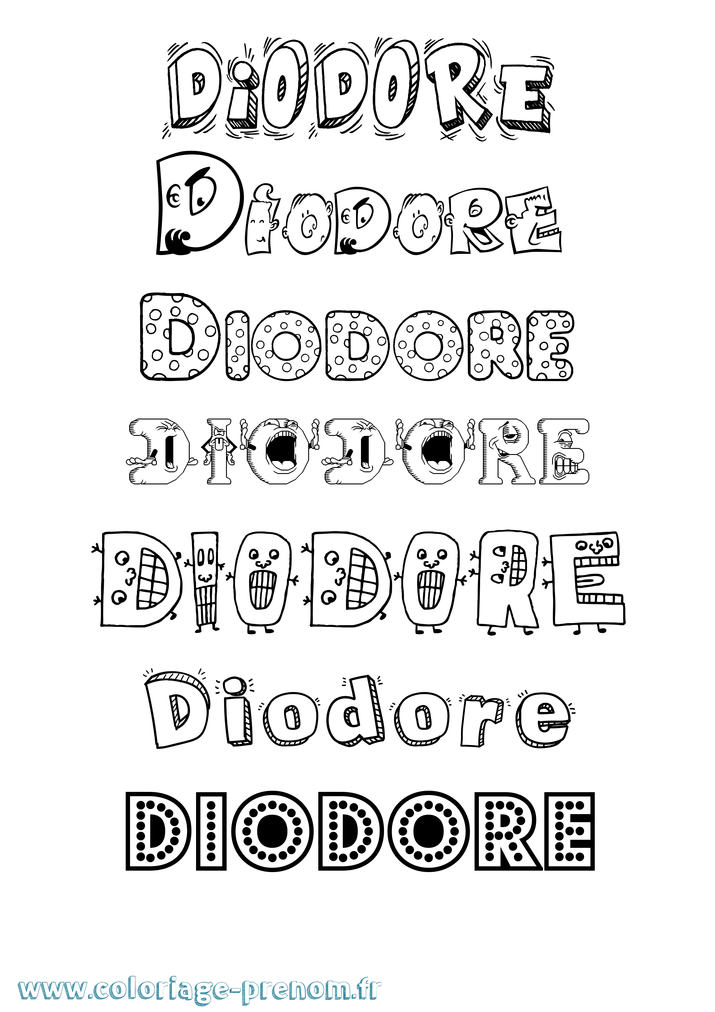 Coloriage Diodore Fun Coloriage prénom Diodore Fun