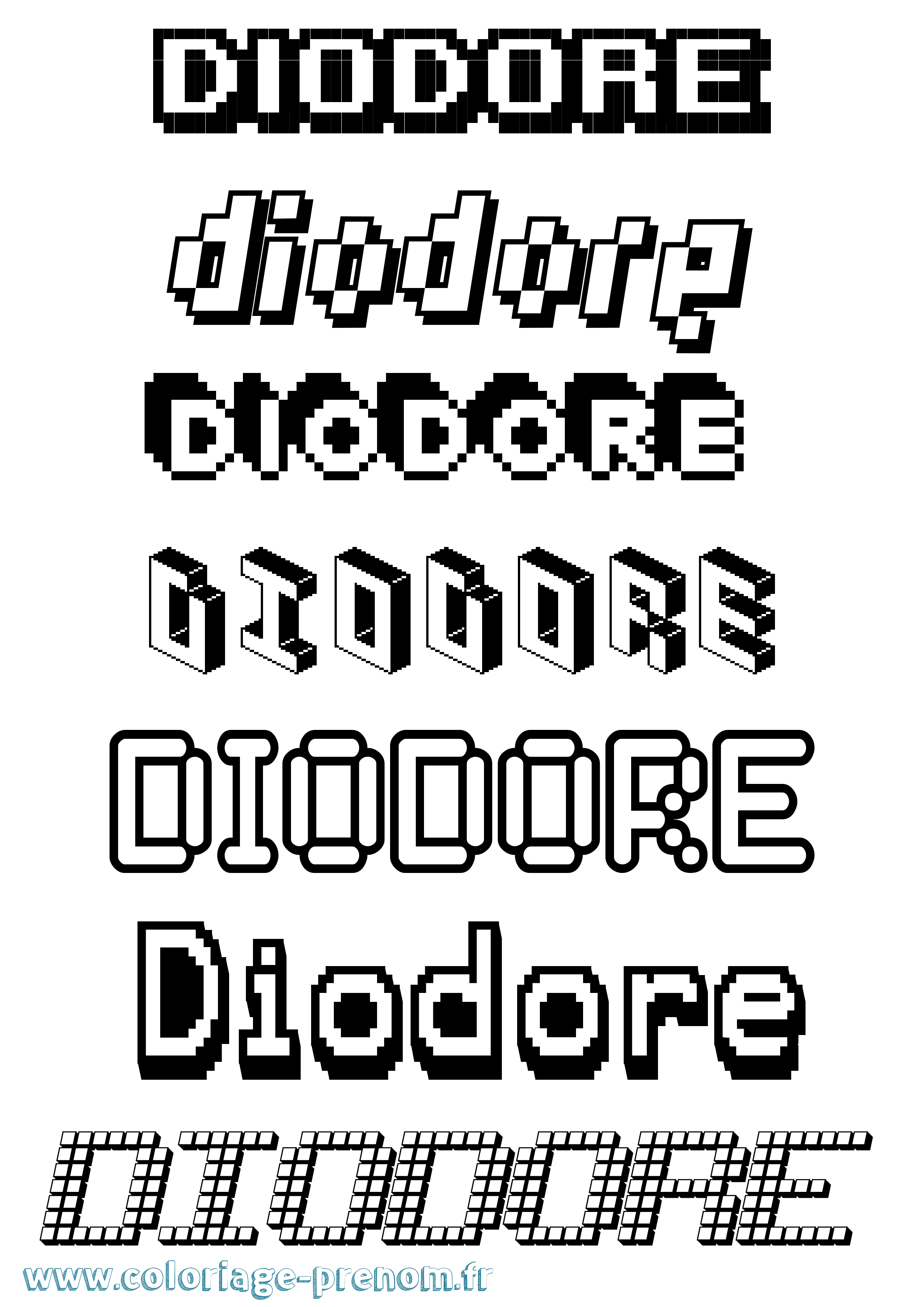 Coloriage prénom Diodore Pixel