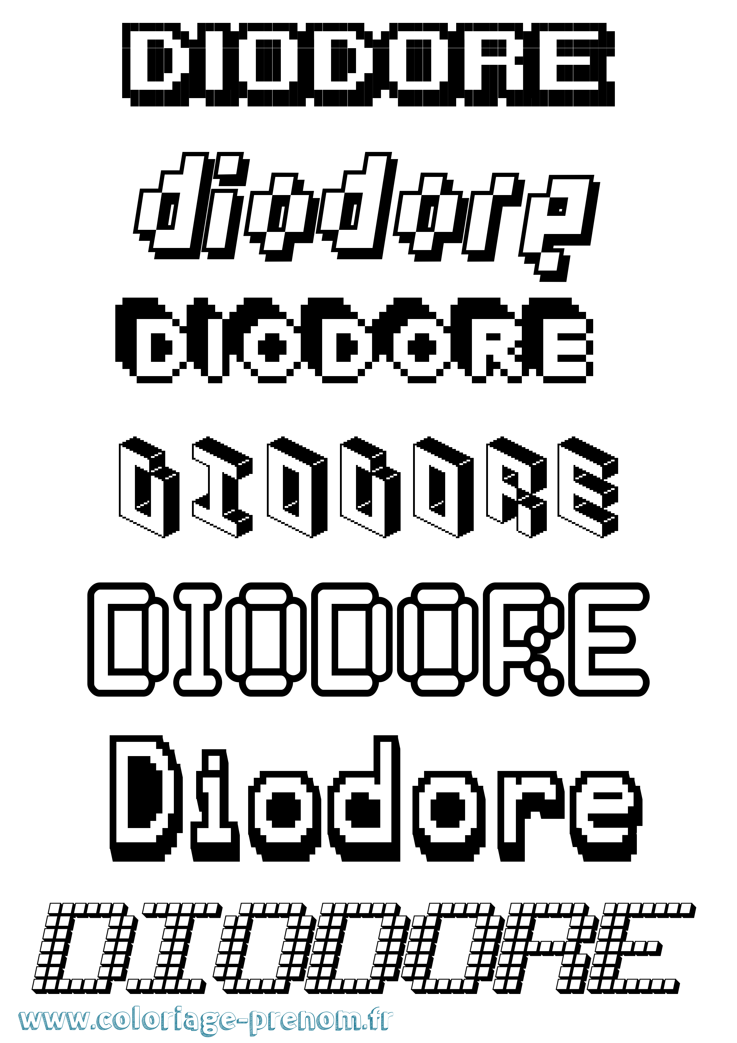 Coloriage Diodore Pixel Coloriage prénom Diodore Pixel