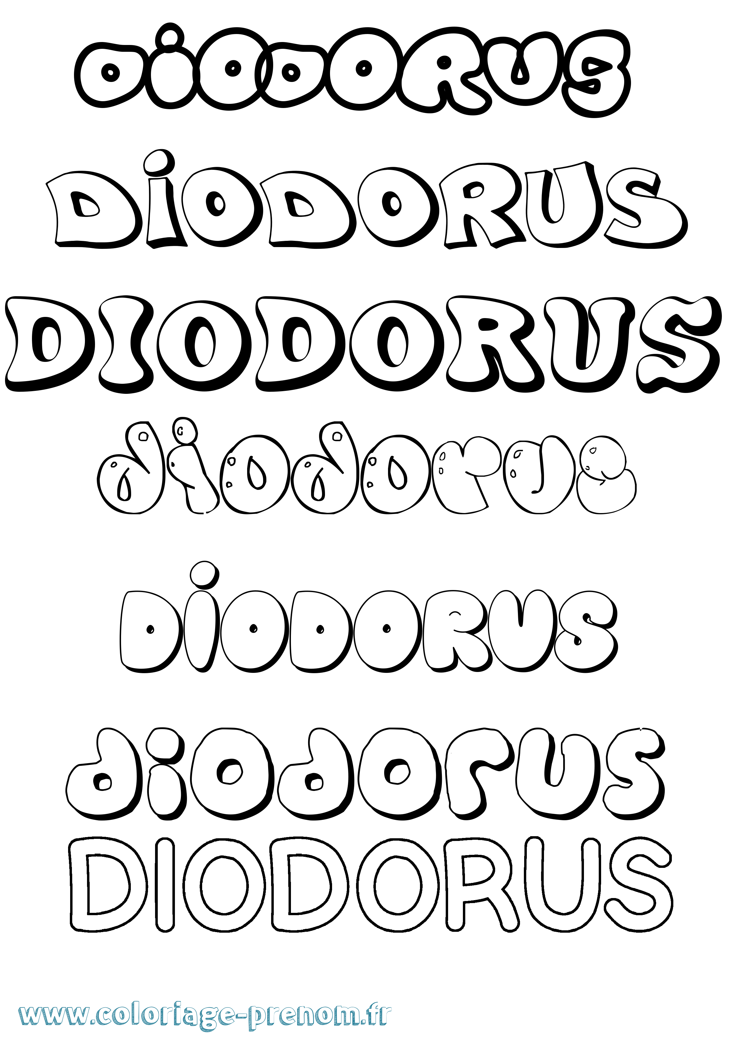 Coloriage prénom Diodorus Bubble
