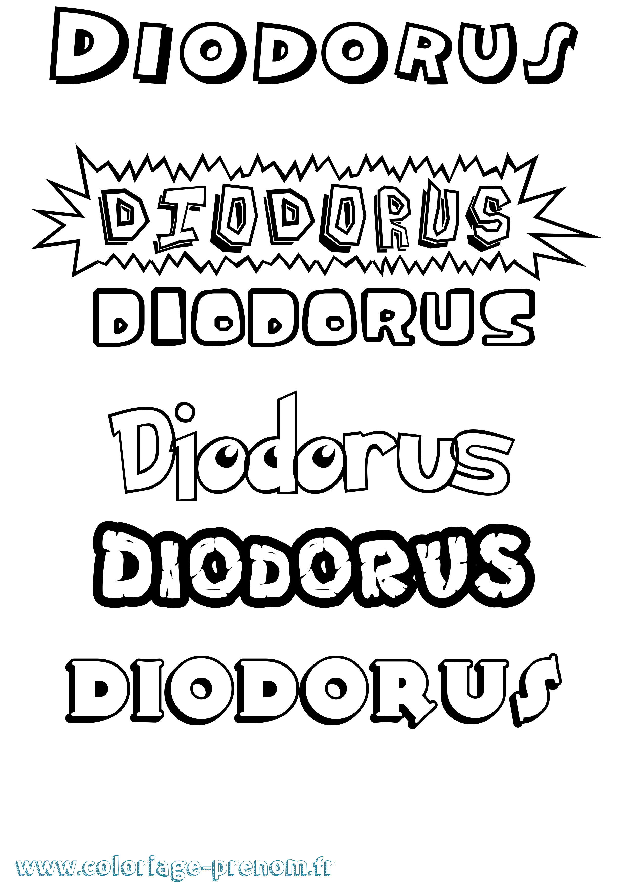 Coloriage prénom Diodorus Dessin Animé