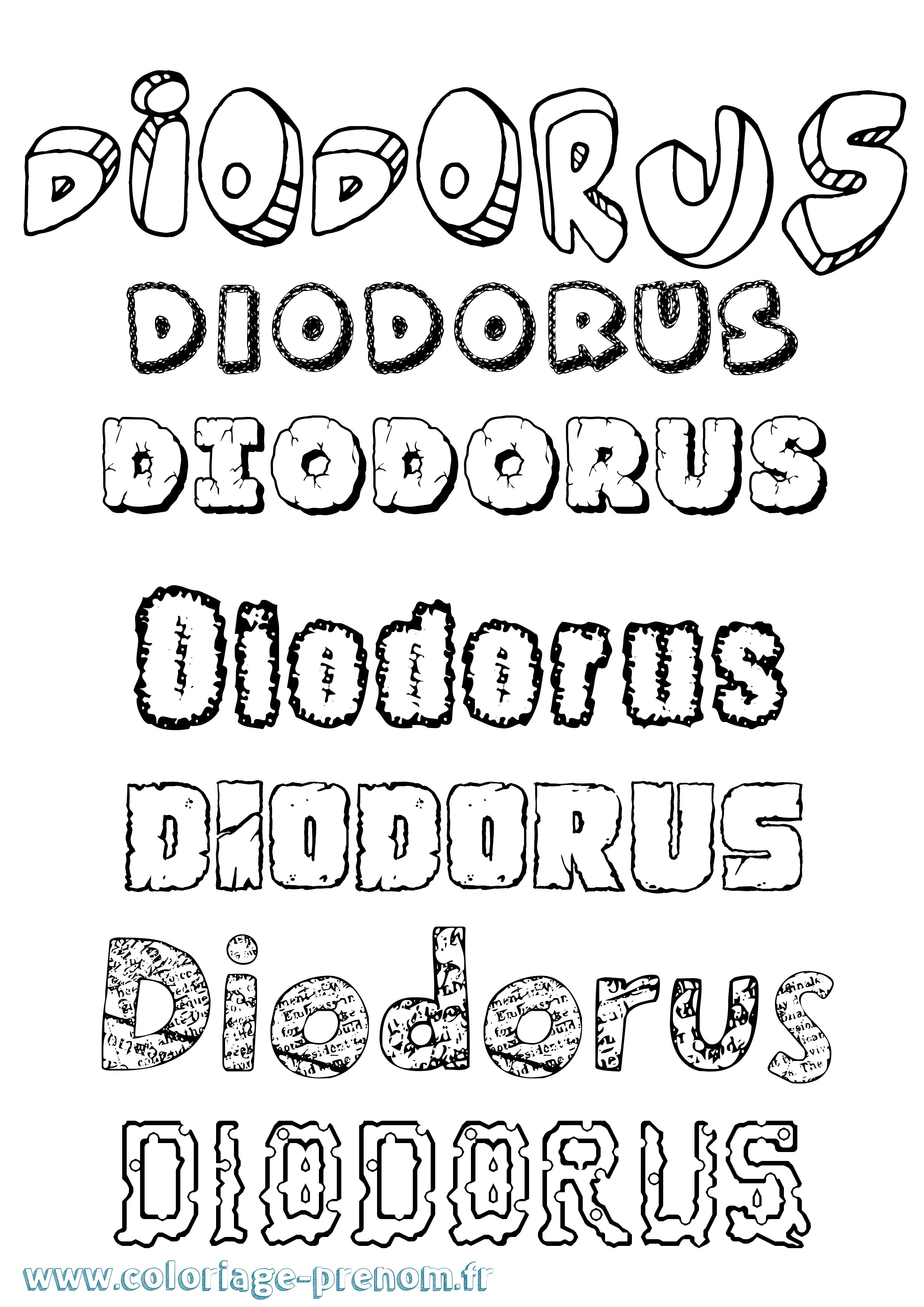 Coloriage prénom Diodorus Destructuré
