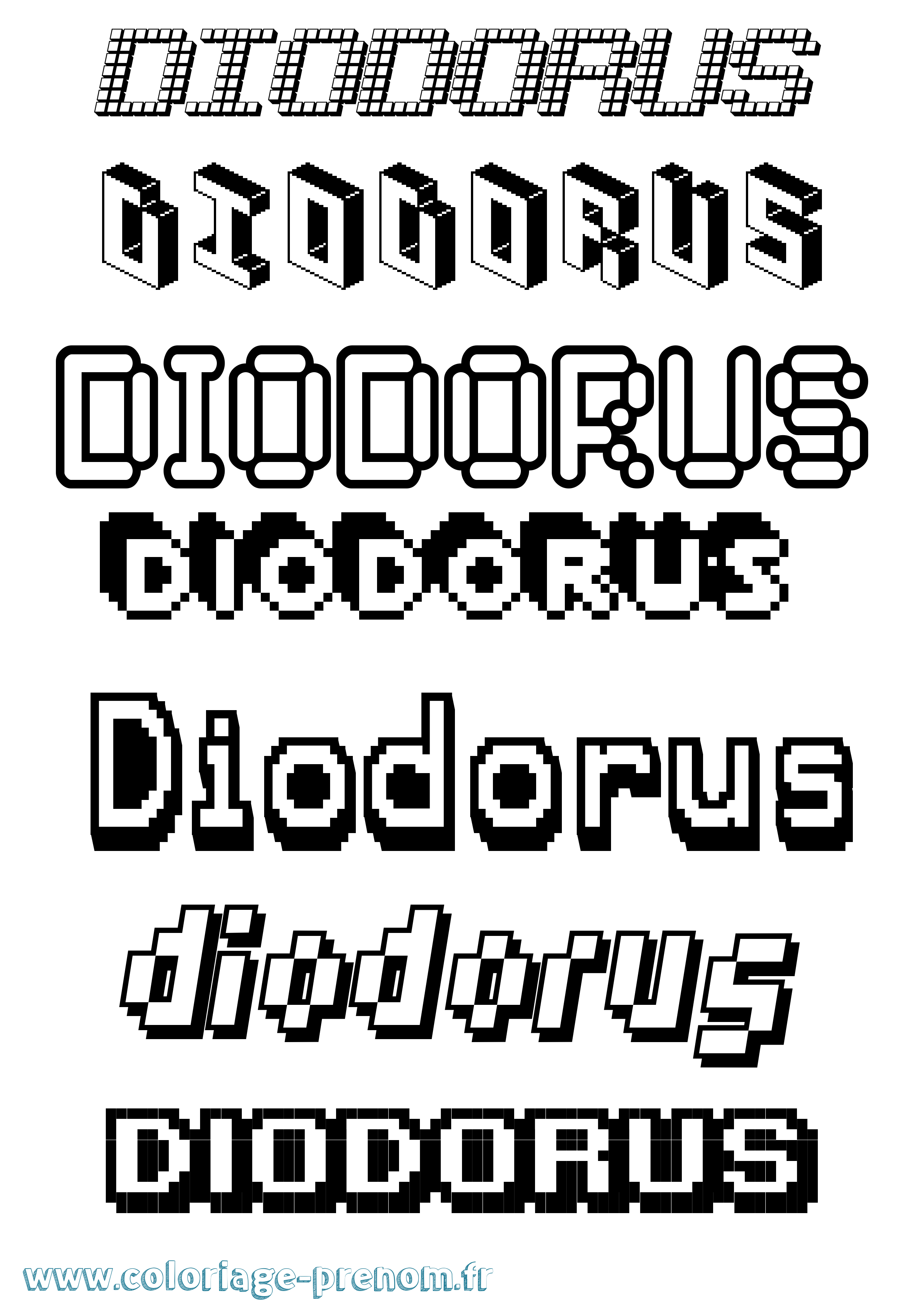 Coloriage prénom Diodorus Pixel
