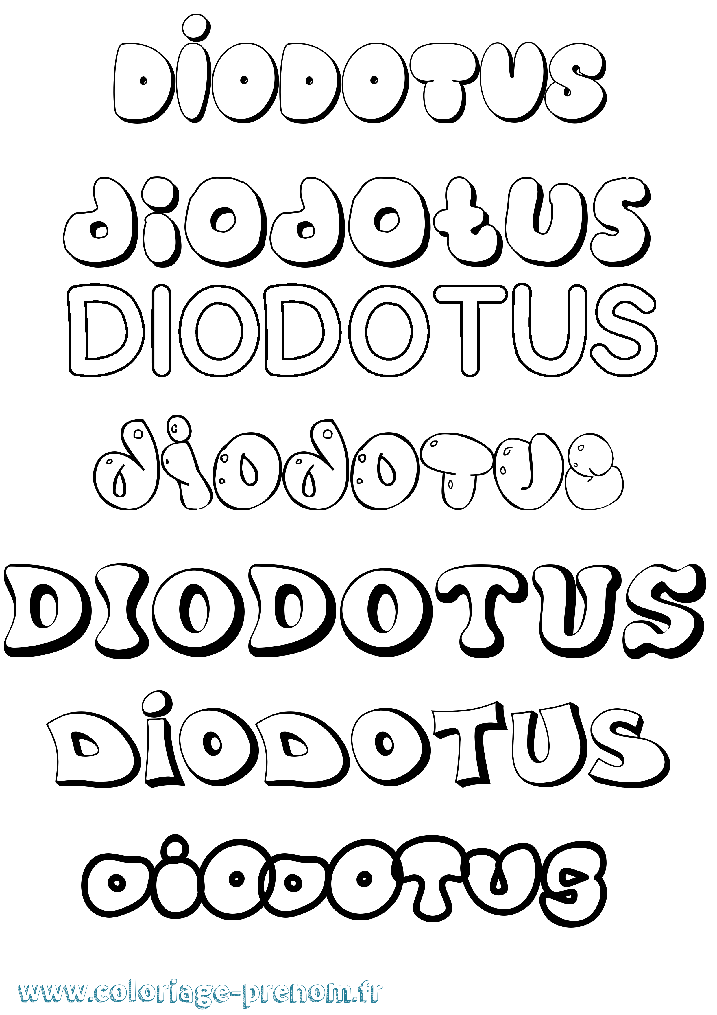 Coloriage Diodotus Bubble Coloriage prénom Diodotus Bubble