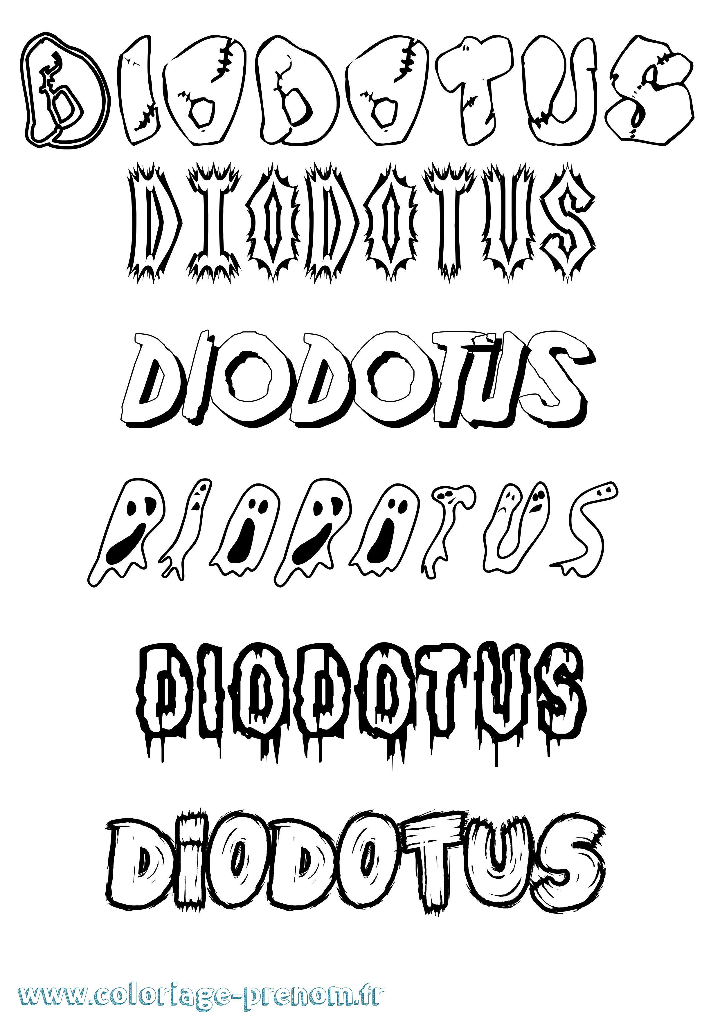 Coloriage Diodotus Frisson Coloriage prénom Diodotus Frisson