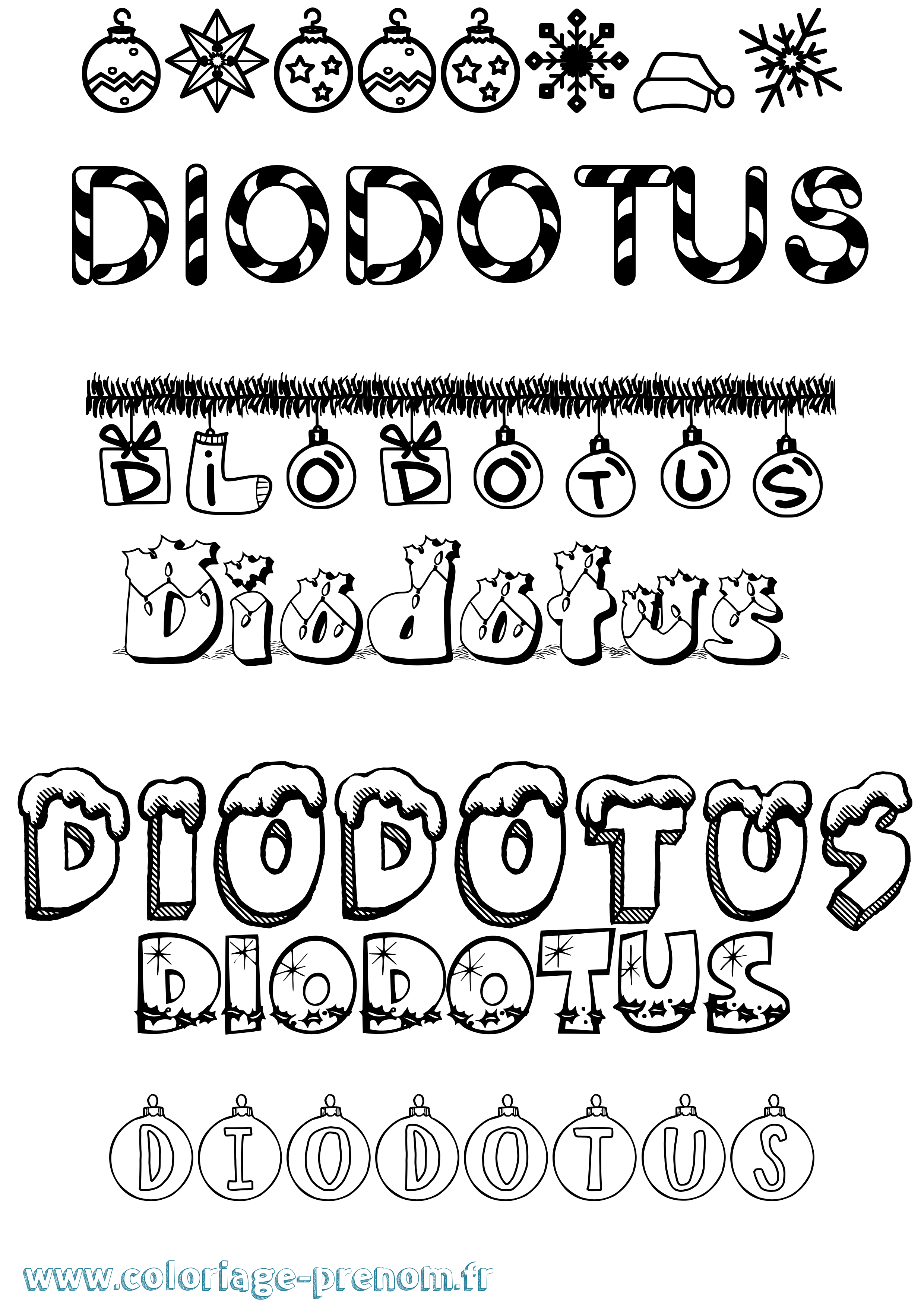 Coloriage Diodotus Noël Coloriage prénom Diodotus Noël
